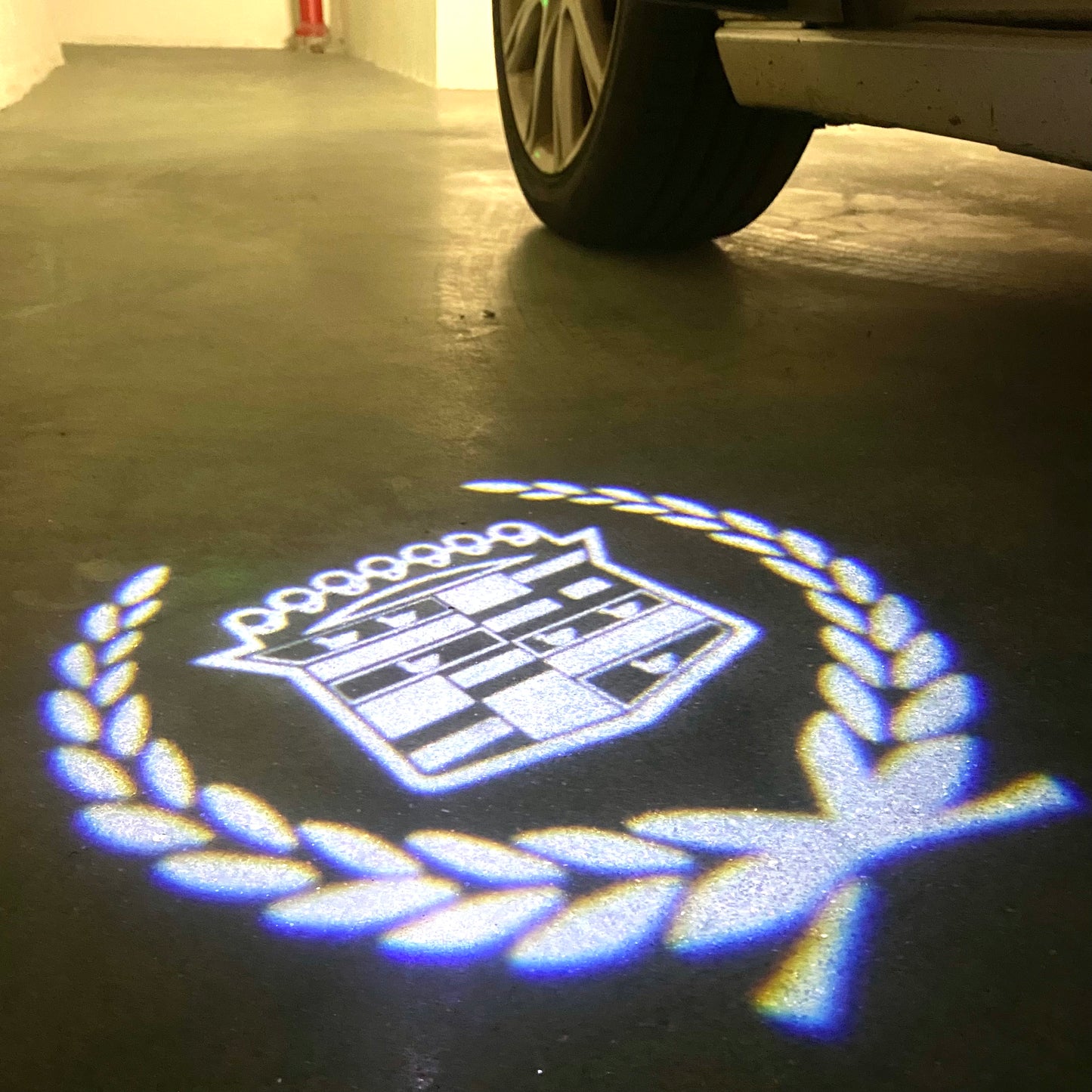 CADILLAC ORIGINAL LOGO PROJECTOT LIGHTS Nr.9747 (quantity 1 = 2 Logo Films /2 door lights)