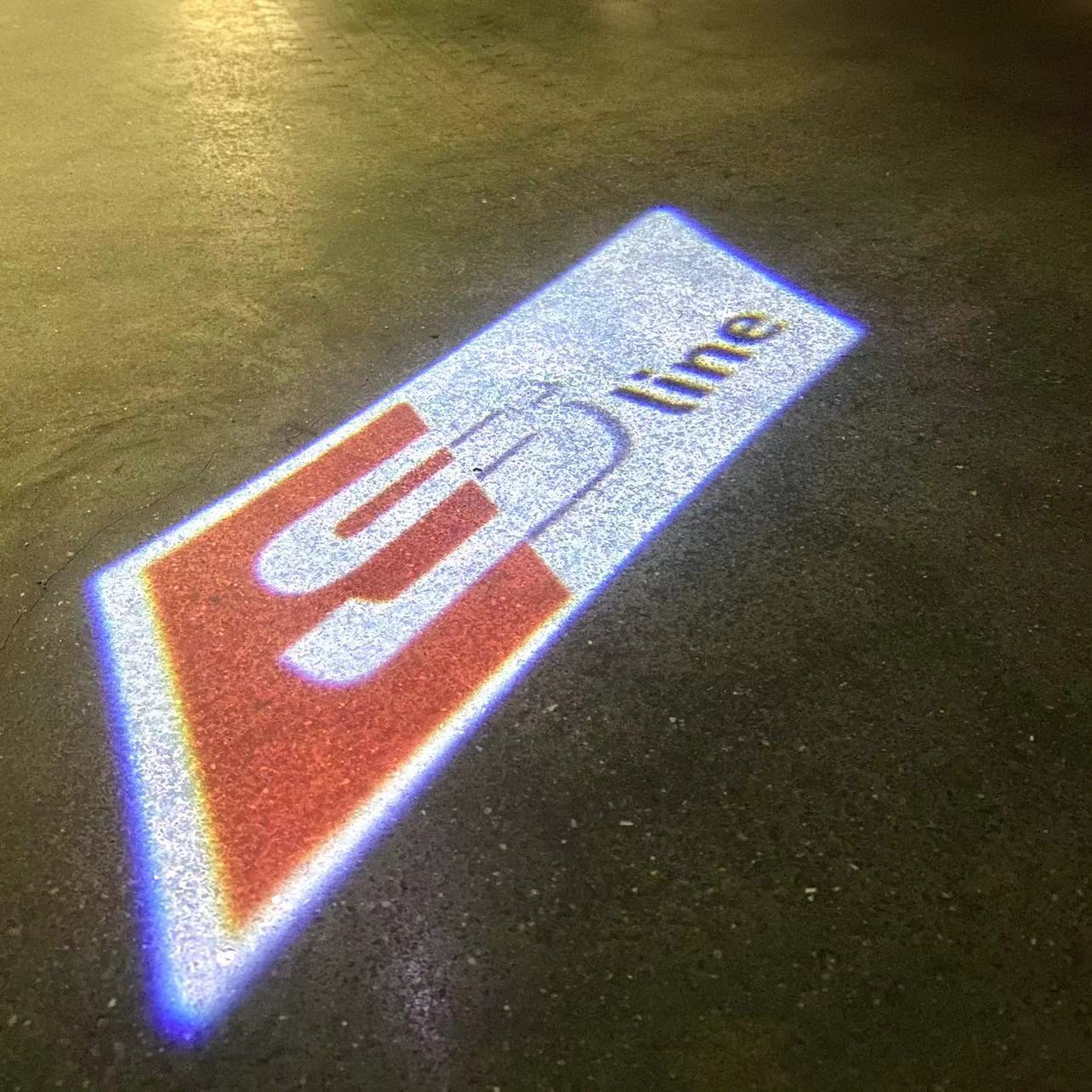 AUDI S LINE LOGO PROJECTOT LIGHTS Nr.109E (quantity 1 = 2 Logo Films /2 door lights)