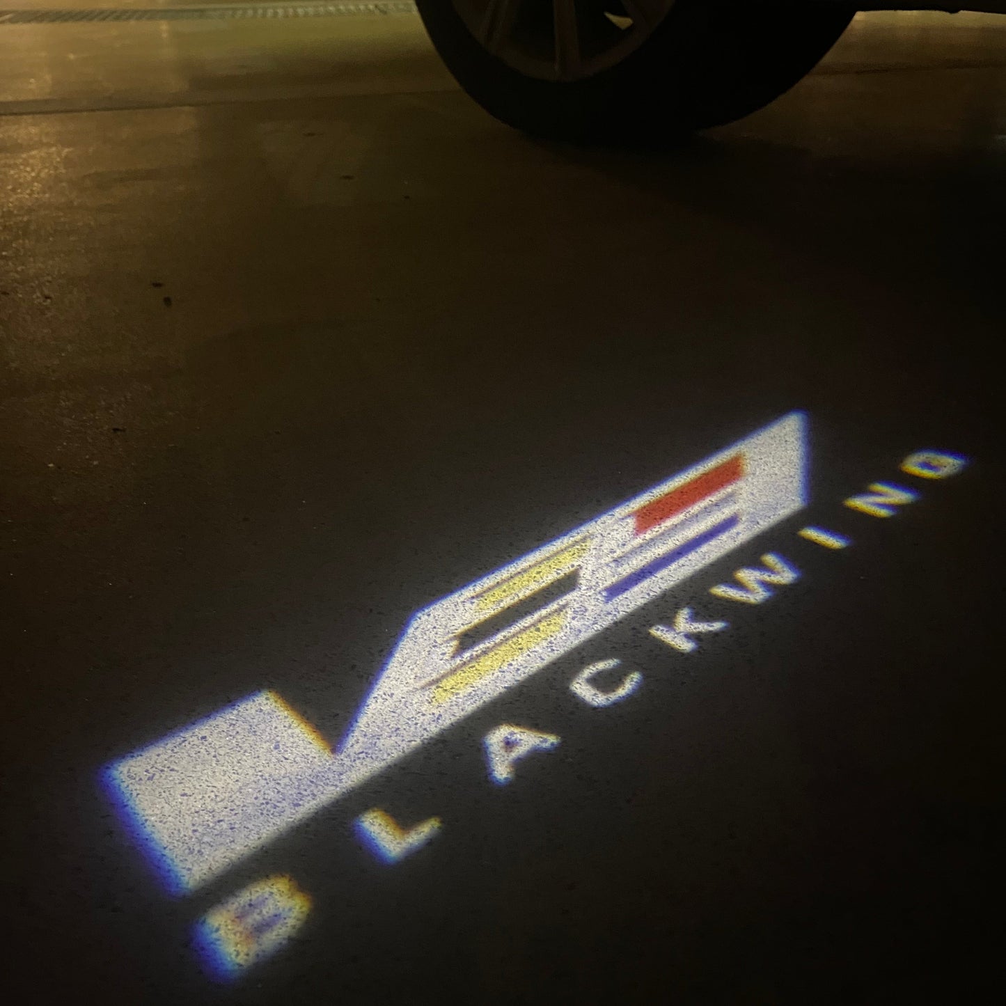 CADILLAC BLACKWING LOGO PROJECTOT LIGHTS Nr.9779 (quantity 1 = 2 Logo Films /2 door lights)