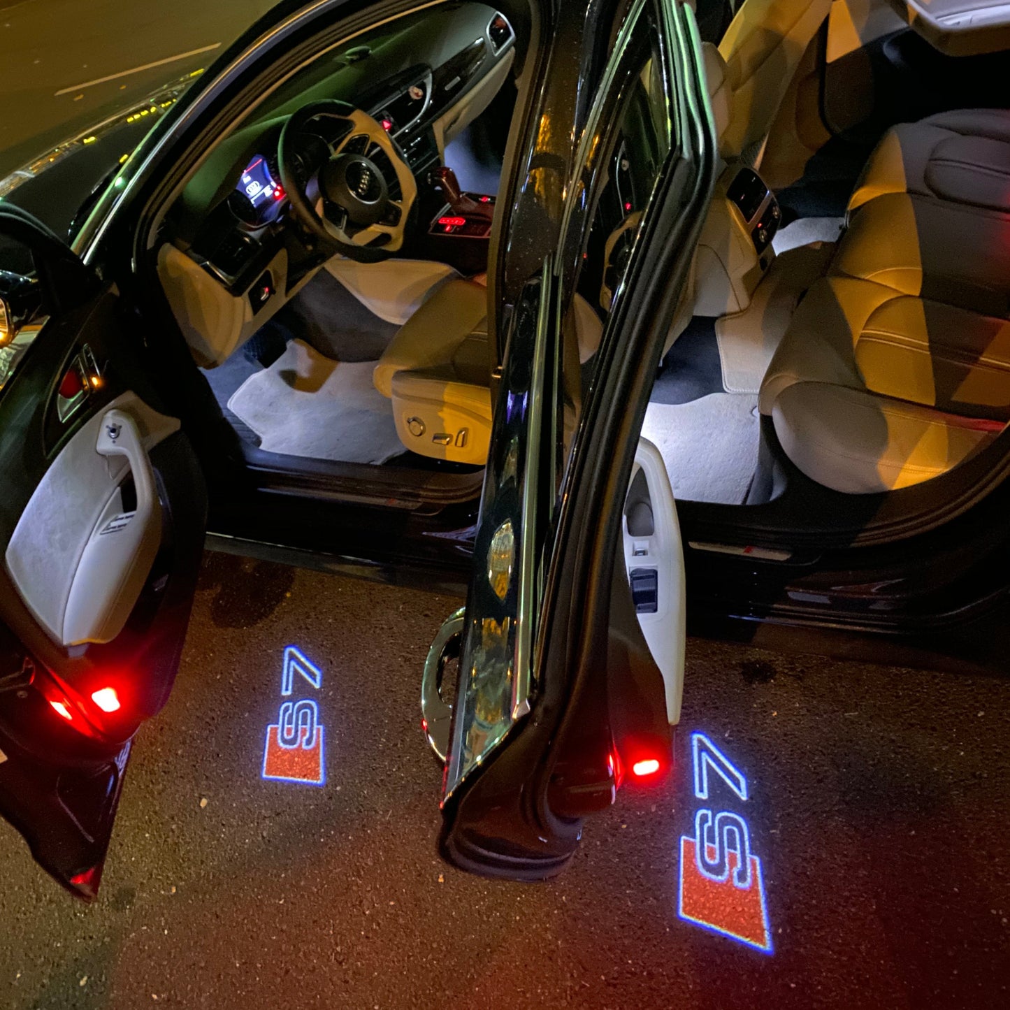 AUDI S7 LOGO PROJECTOT LIGHTS Nr.360 (quantity 1 = 2 Logo Films /2 door lights)