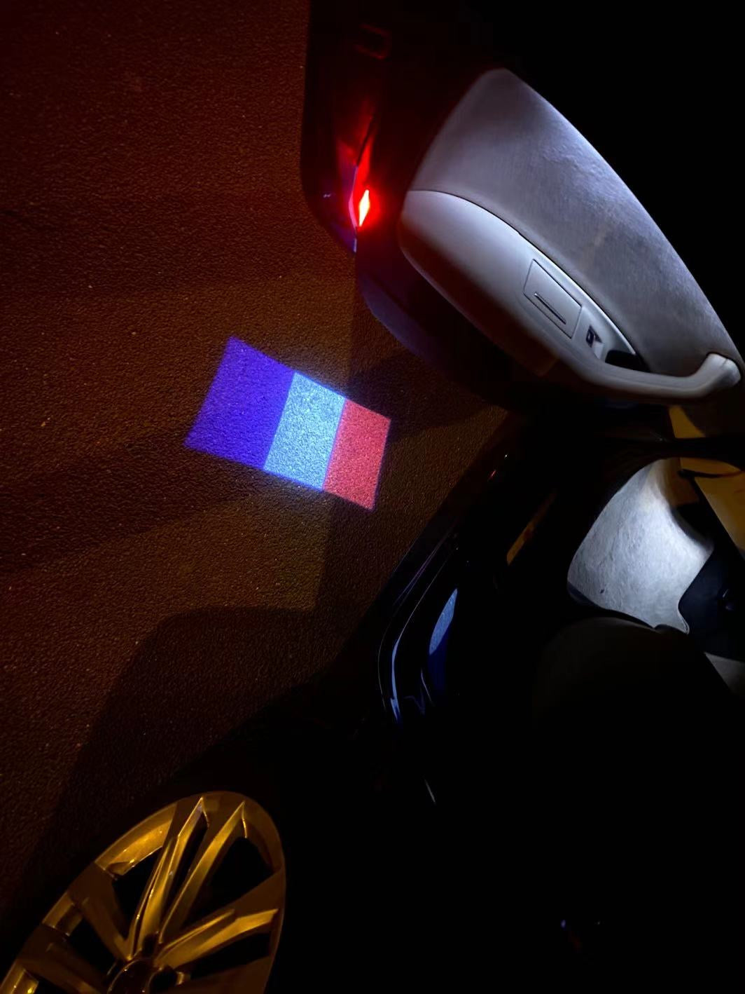 France République française National Flag logo door lights (quantity 1 = 1 sets / 2 logo film / Can replace of lights other logos )