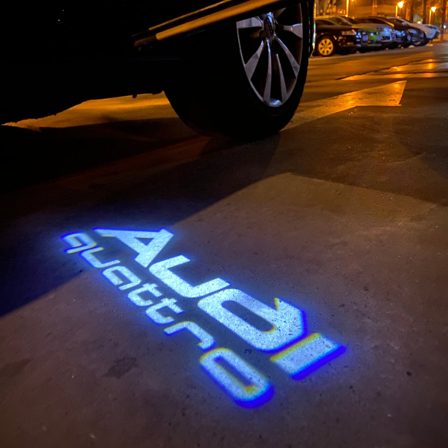 AUDI QUATTRO LOGO PROJECTOT LIGHTS Nr.958 (quantity 1 = 2 Logo Films /2 door lights)