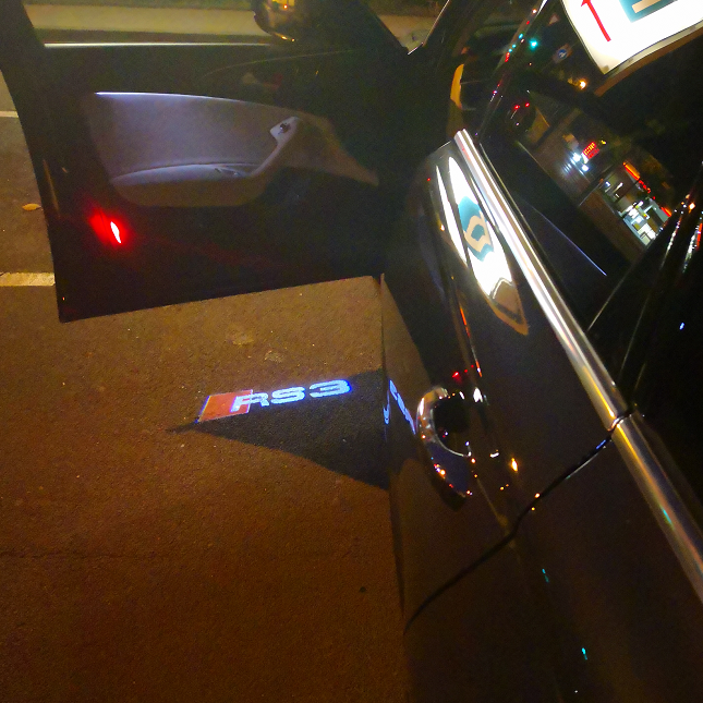 AUDI RS3 LOGO PROJECTOT LIGHTS Nr.52 (quantity 1 = 2 Logo Films /2 door lights)
