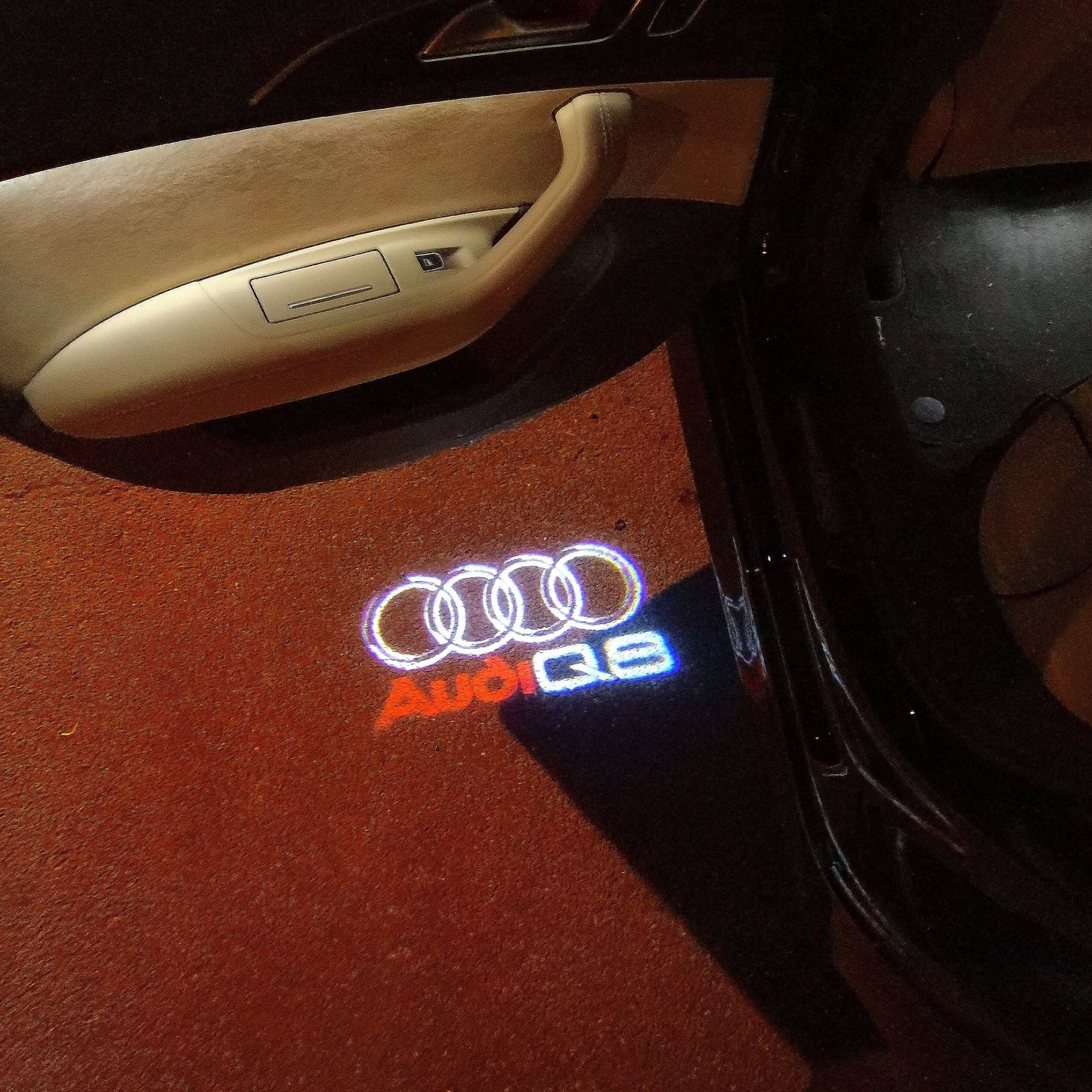 AUDI Q8 LOGO PROJECTOT LIGHTS Nr.50 (quantity 1 = 2 Logo Films /2 door lights)