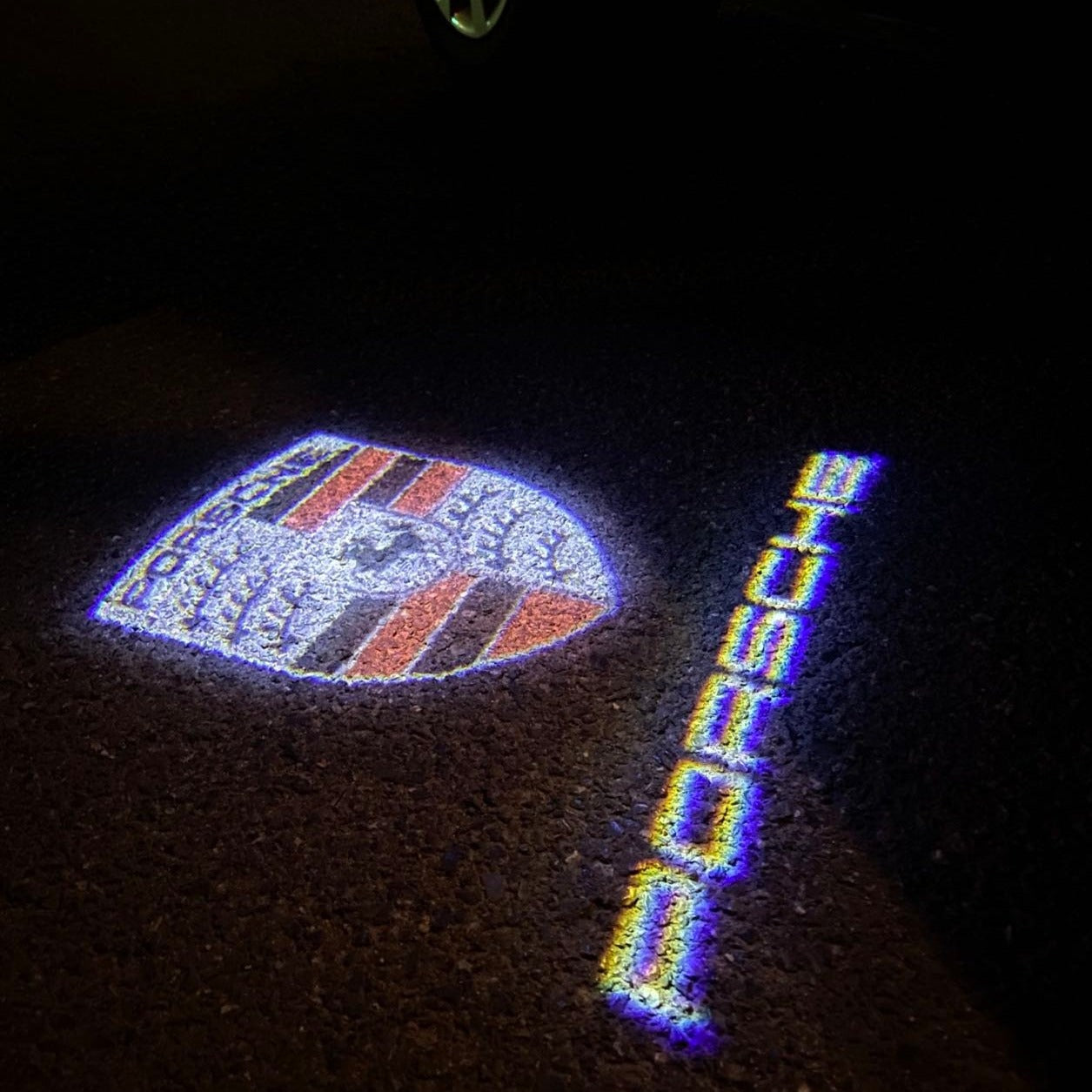 PORSCHE Original LOGO PROJECTOT LIGHTS Nr.8036 (quantity 1 = 2 Logo Film / 2 door lights)