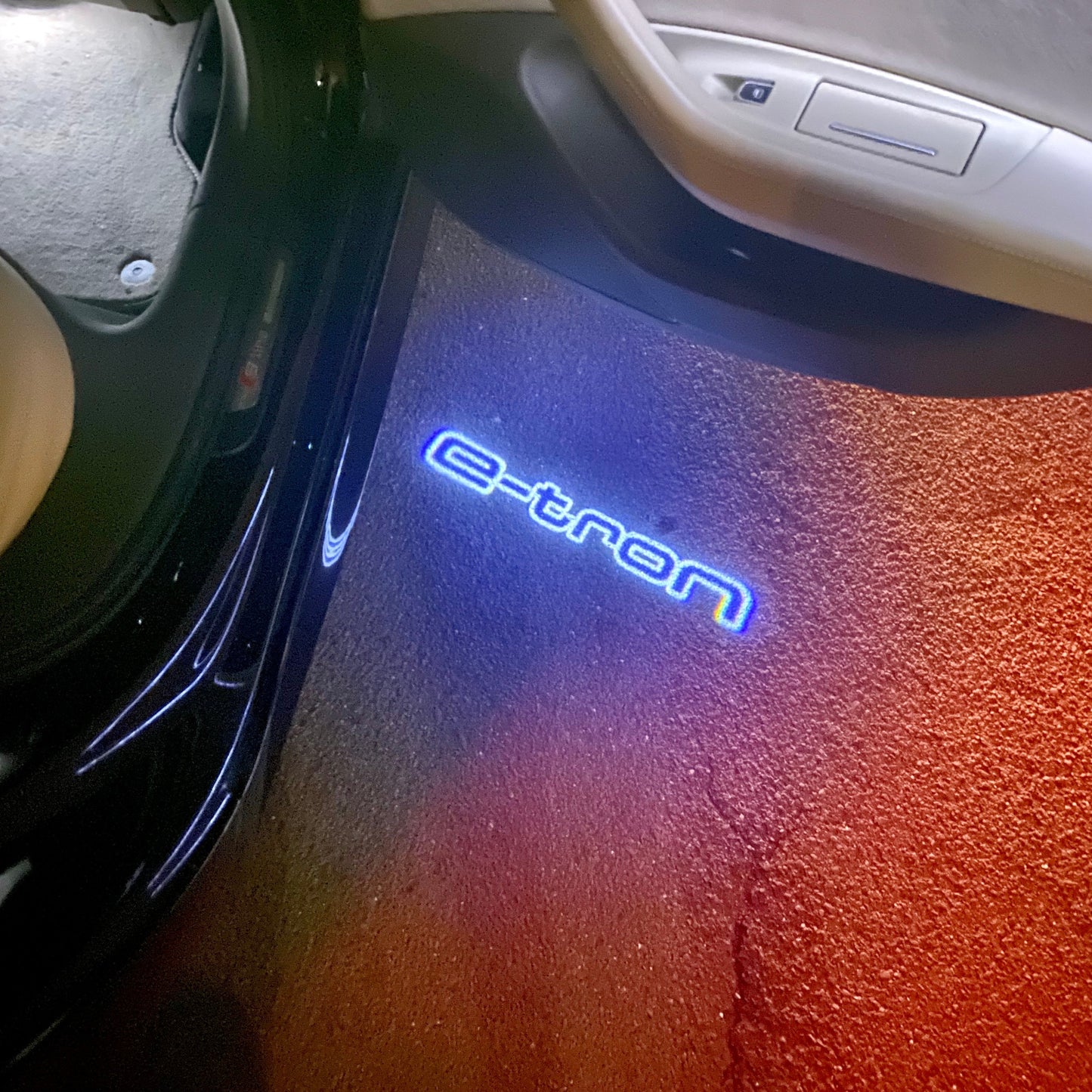 AUDI E-TRON LOGO PROJECTOT LIGHTS Nr.288 (quantity 1 = 2 Logo Films /2 door lights)