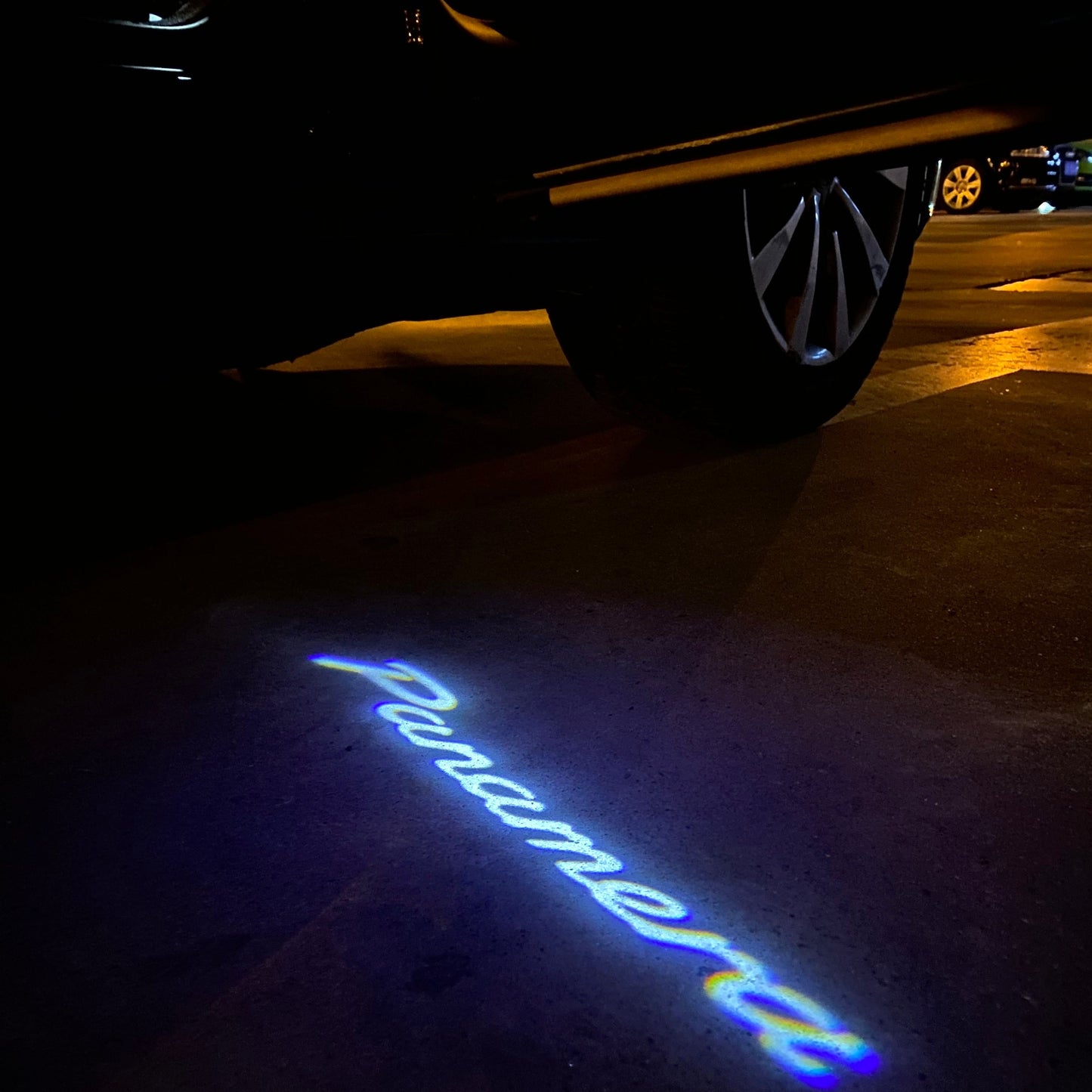 PORSCHE Panamera LOGO PROJECTOT LIGHTS Nr.35 (quantity 1 = 2 Logo Film / 2 door lights)