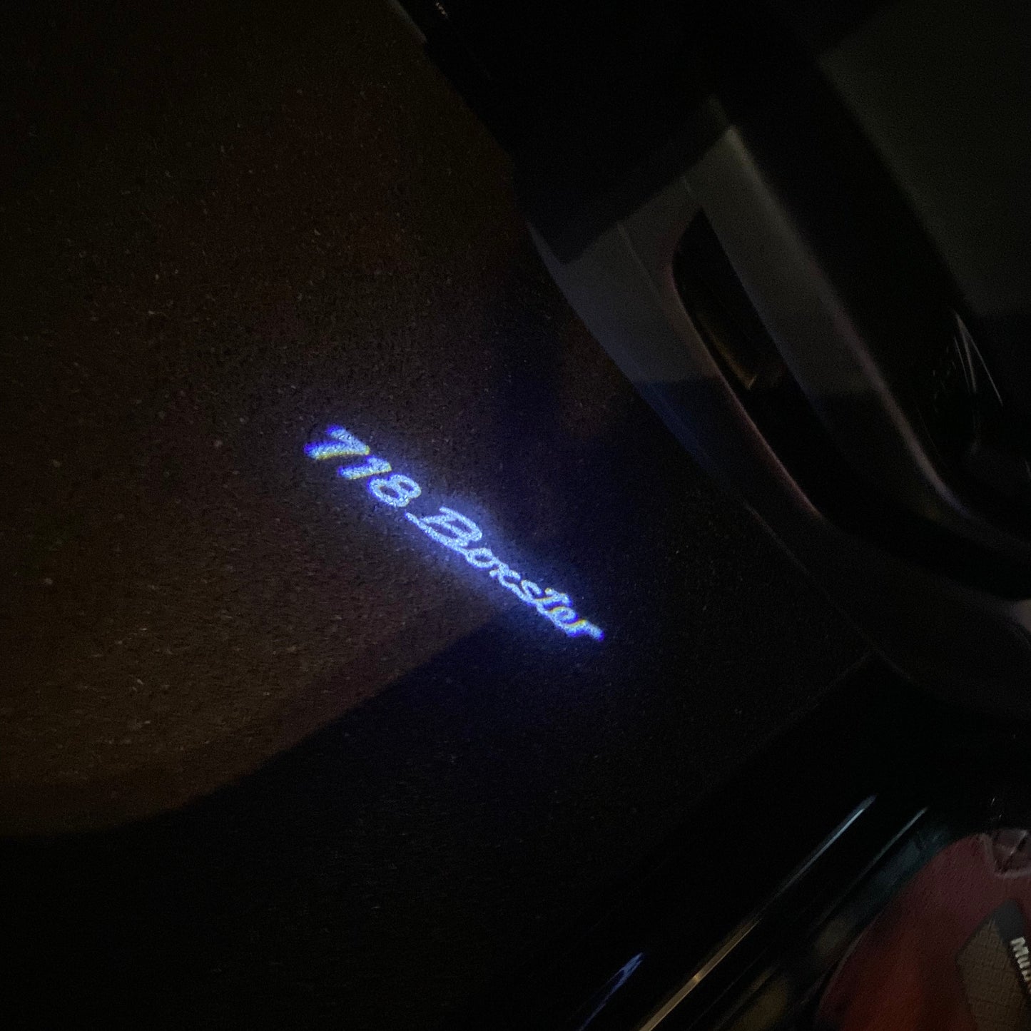 PORSCHE 718 BOXSTER LOGO PROJECTOT LIGHTS Nr.58 (quantity 1 = 2 Logo Film / 2 door lights)