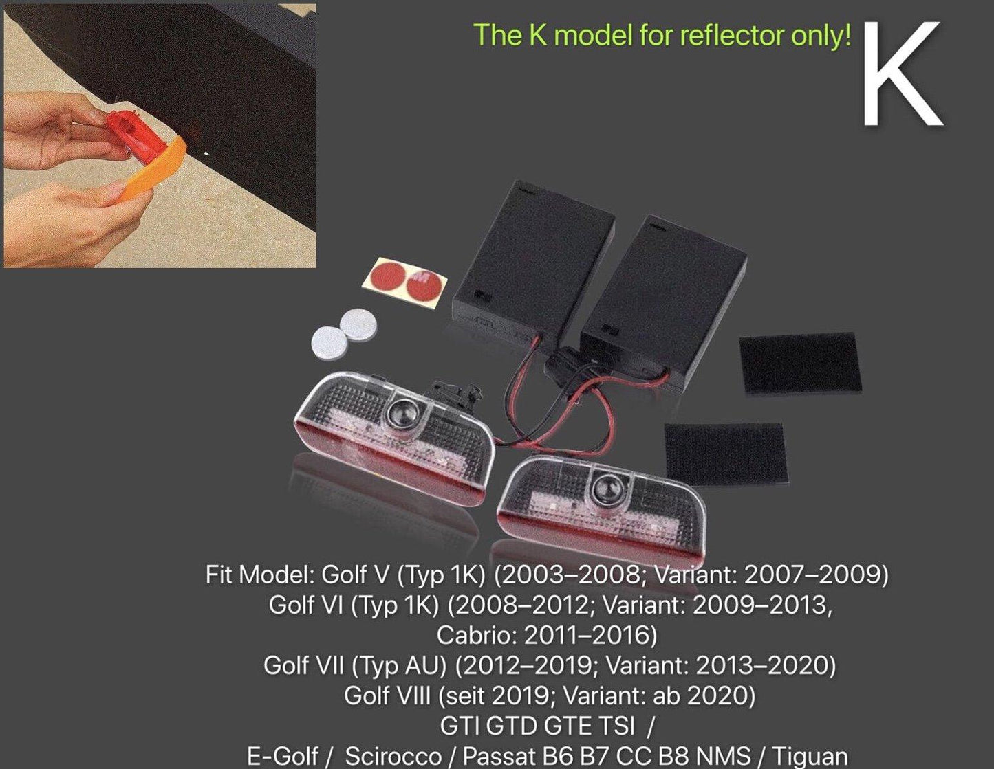Volkswagen Door lights R Logo Nr. 149 ( quantity 1 = 2 logo film / 2 door lights)