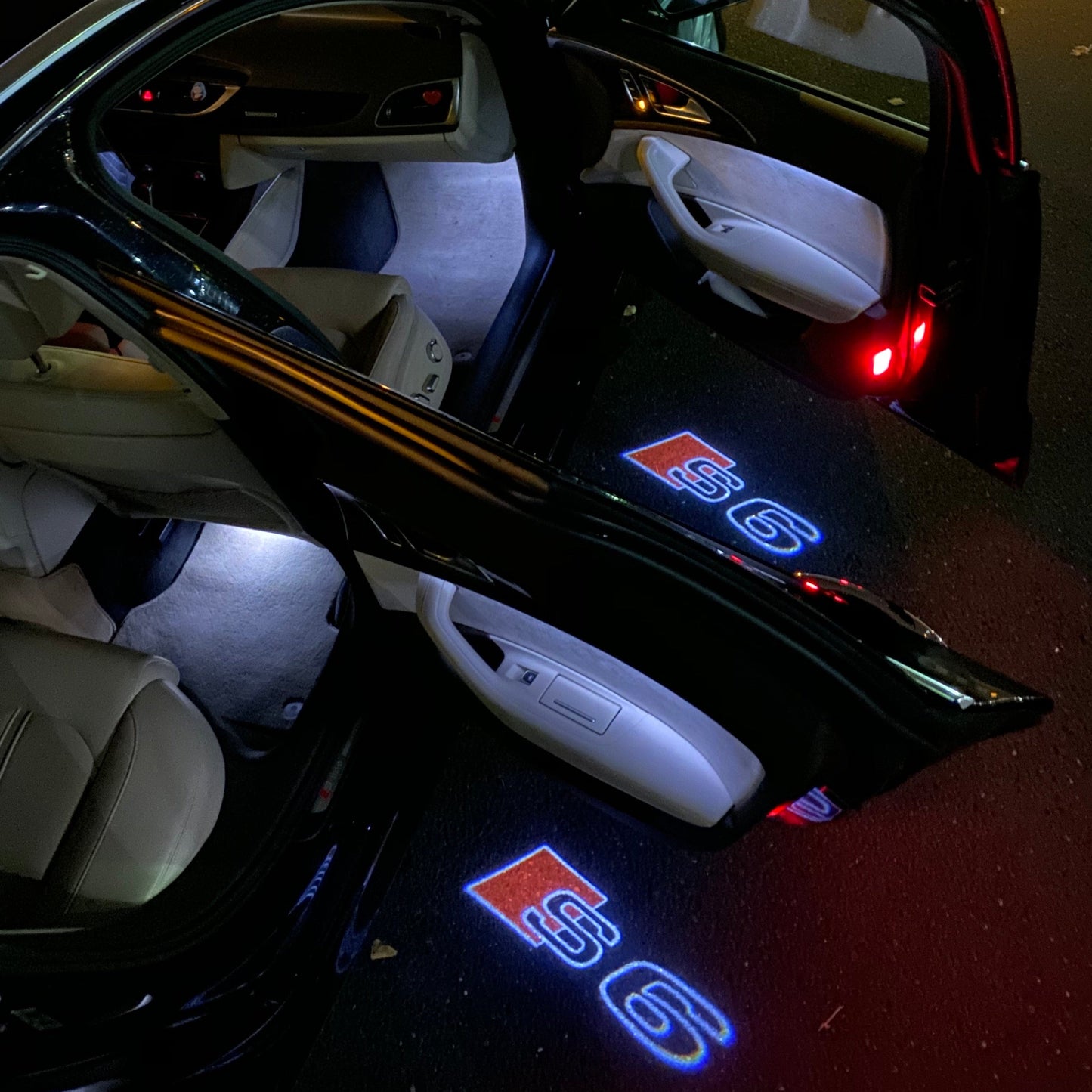 AUDI S6 LOGO PROJECTOT LIGHTS Nr.19 (quantity 1 = 2 Logo Films /2 door lights)