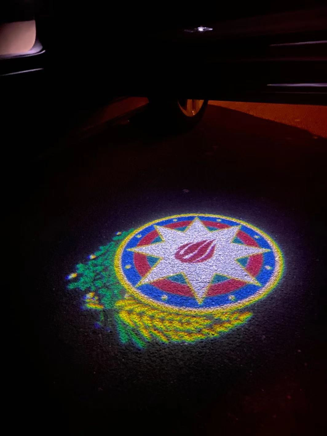 Azerbaijan Azərbaycan National Flag logo door lights (quantity 1 = 1 sets / 2 logo film / Can replace of lights other logos )