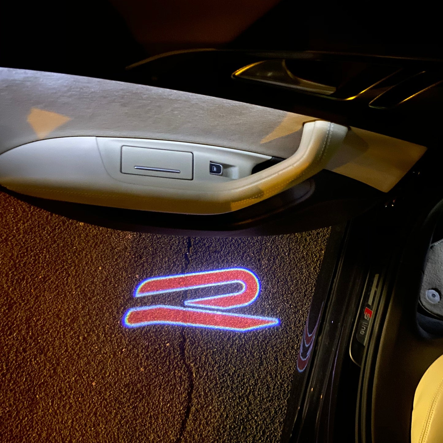 Volkswagen Door lights R Logo Nr. 155 ( quantity 1 = 2 logo film / 2 door lights)
