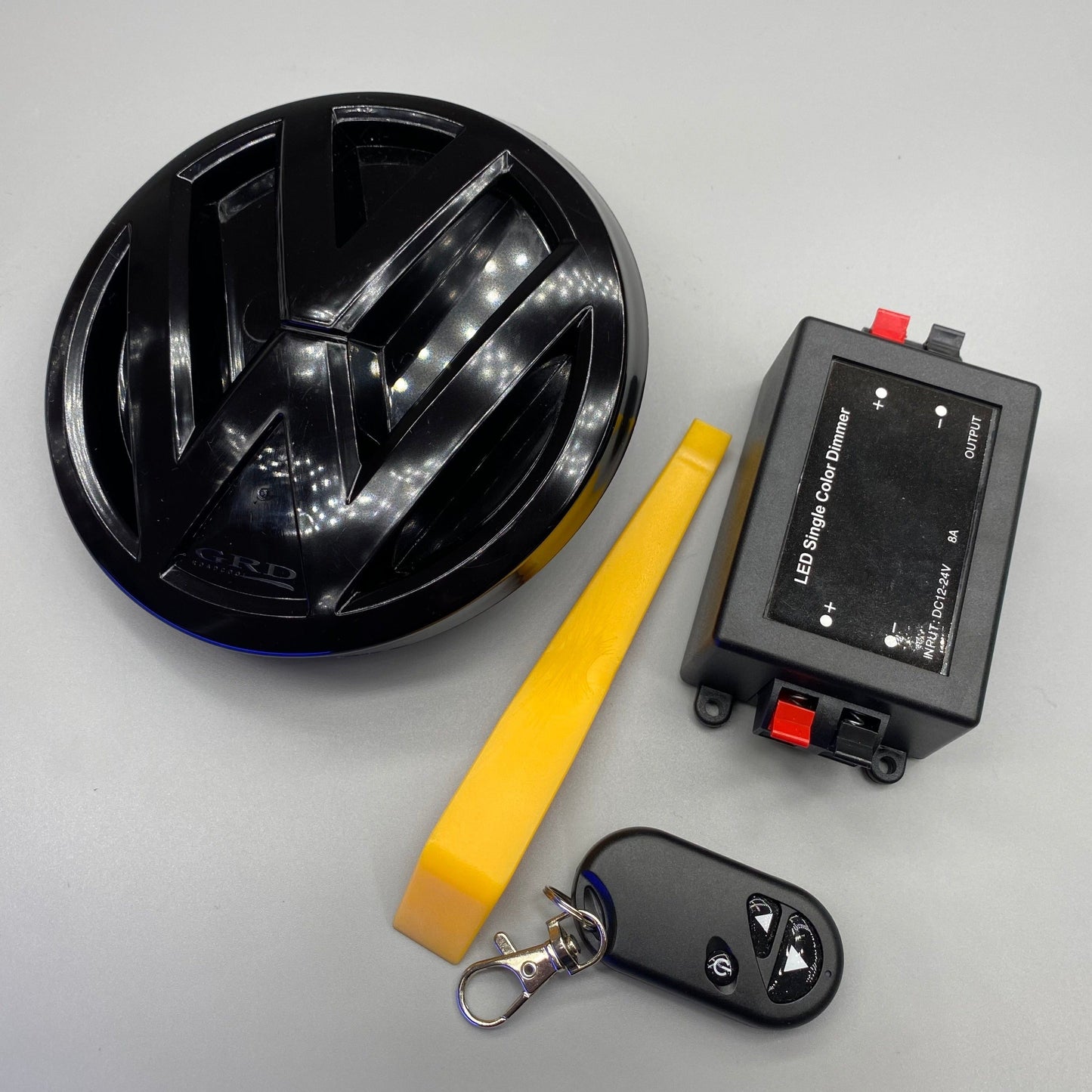 VW Front Grill Logo LED with dznamic indicator-diameter 【155 mm】black color