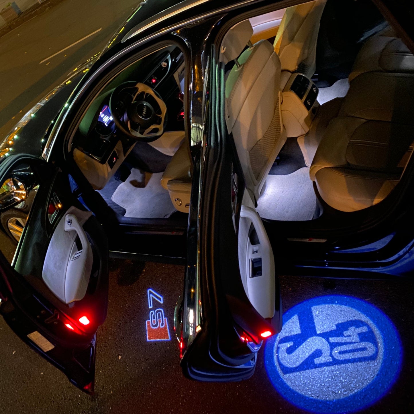 AUDI S7 LOGO PROJECTOT LIGHTS Nr.360 (quantity 1 = 2 Logo Films /2 door lights)