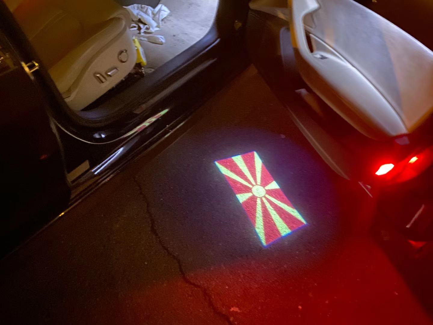 Severna Makedonija Република Северна Македонија National Flag logo door lights (quantity 1 = 1 sets / 2 logo film / Can replace of lights other logos )