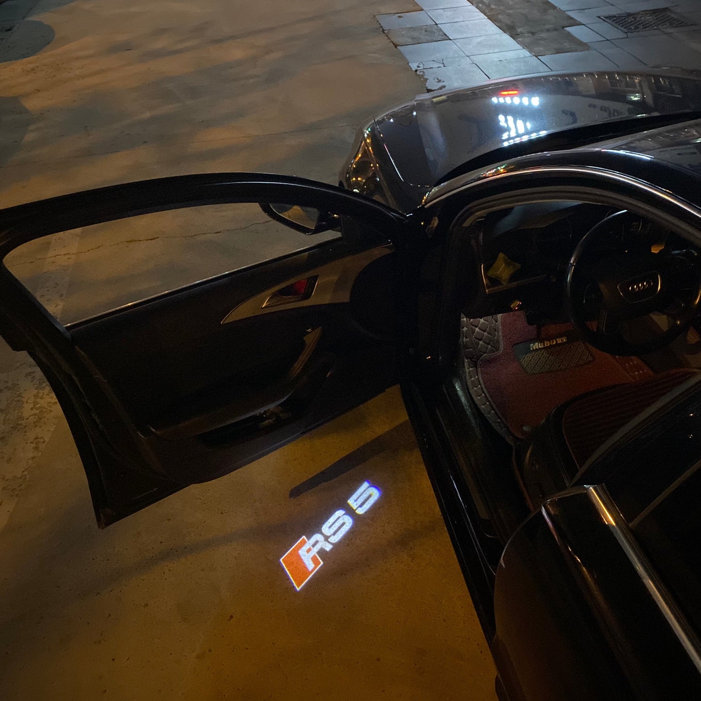 AUDI RS5 LOGO PROJECTOT LIGHTS Nr.54 (quantity 1 = 2 Logo Films /2 door lights)