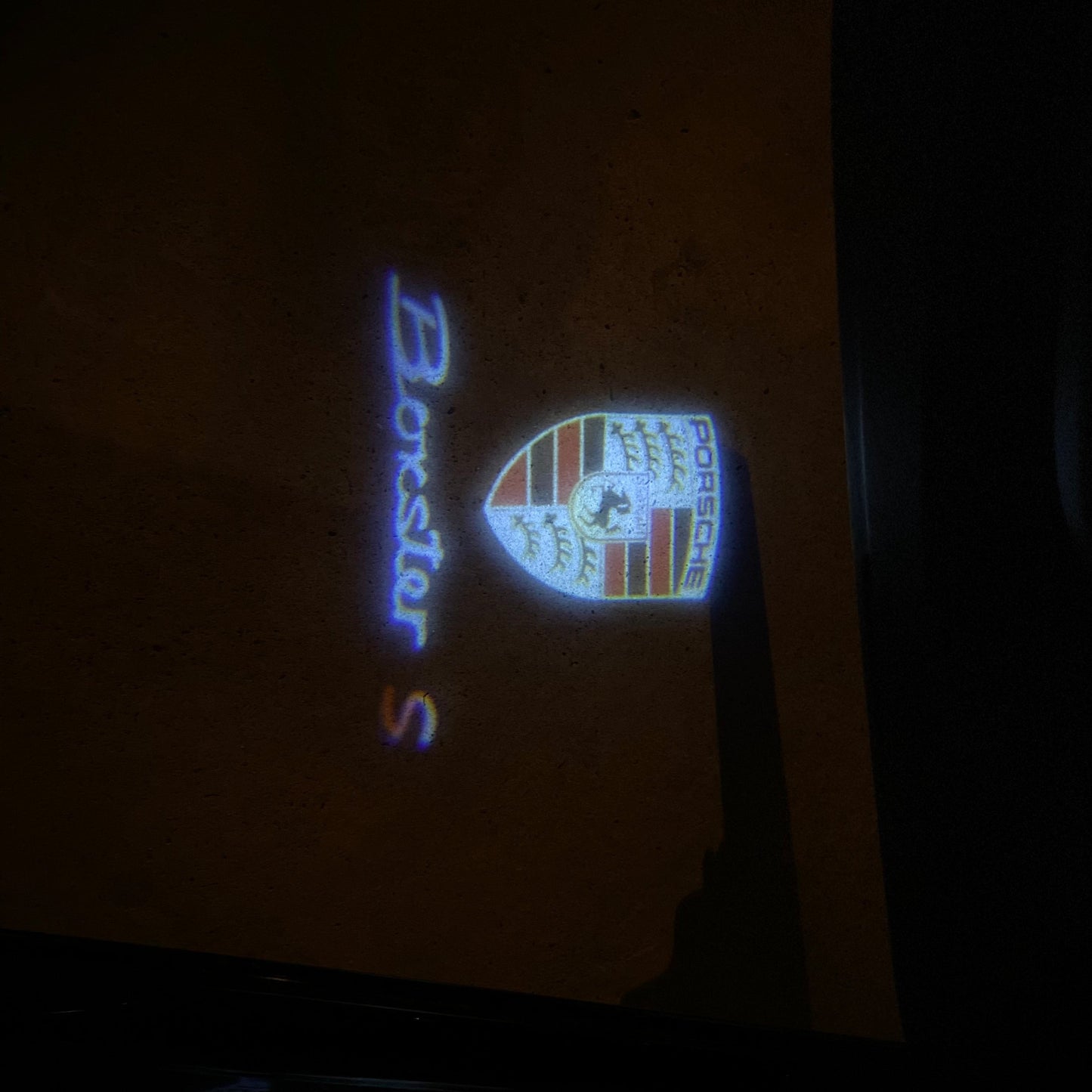 PORSCHE BOXSTER S LOGO PROJECTOT LIGHTS Nr.8053 (quantity 1 = 2 Logo Film / 2 door lights)