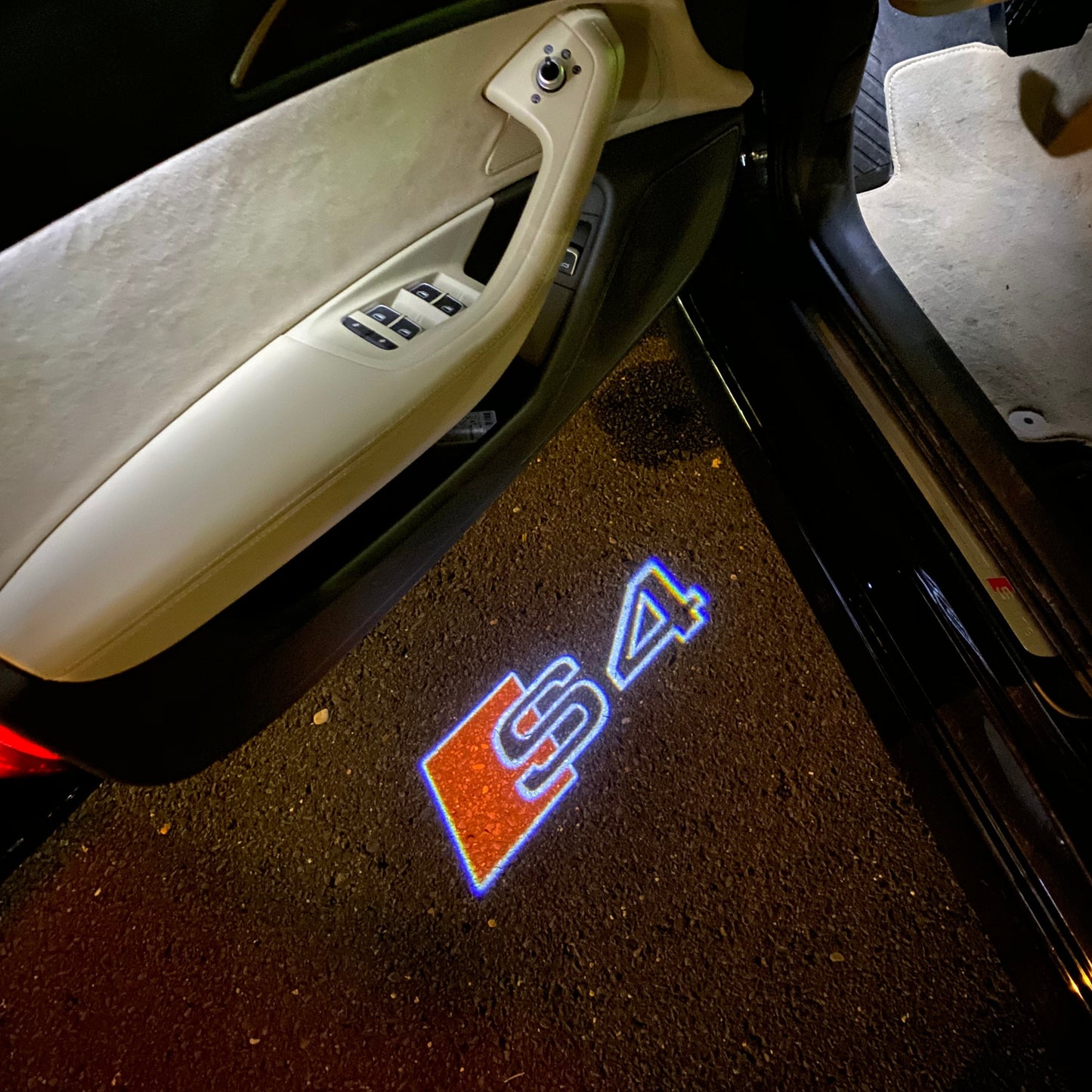 AUDI S4 LOGO PROJECTOT LIGHTS Nr.19 (quantity 1 = 2 Logo Films /2 door lights)