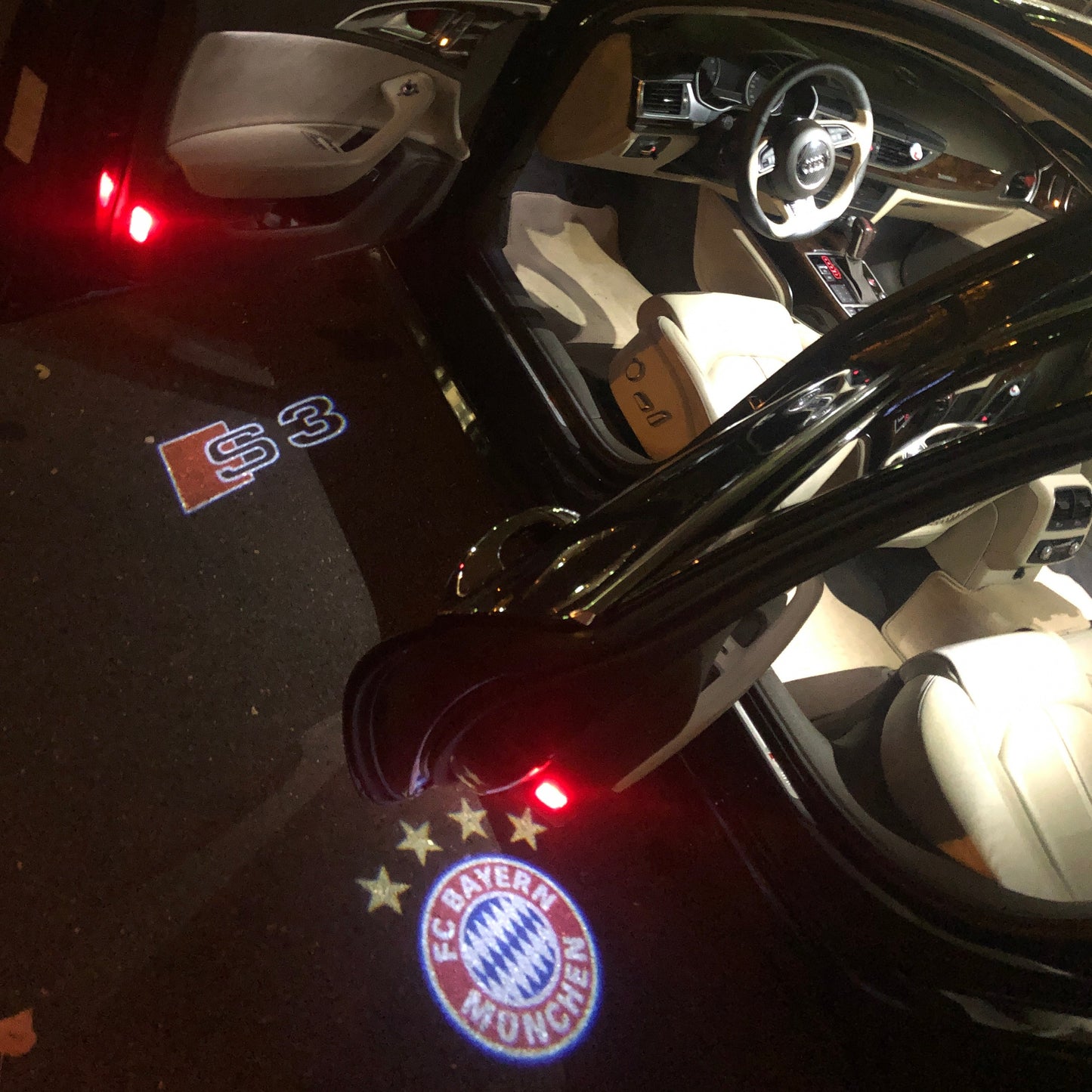 AUDI S3 LOGO PROJECTOT LIGHTS Nr.19 (quantity 1 = 2 Logo Films /2 door lights)