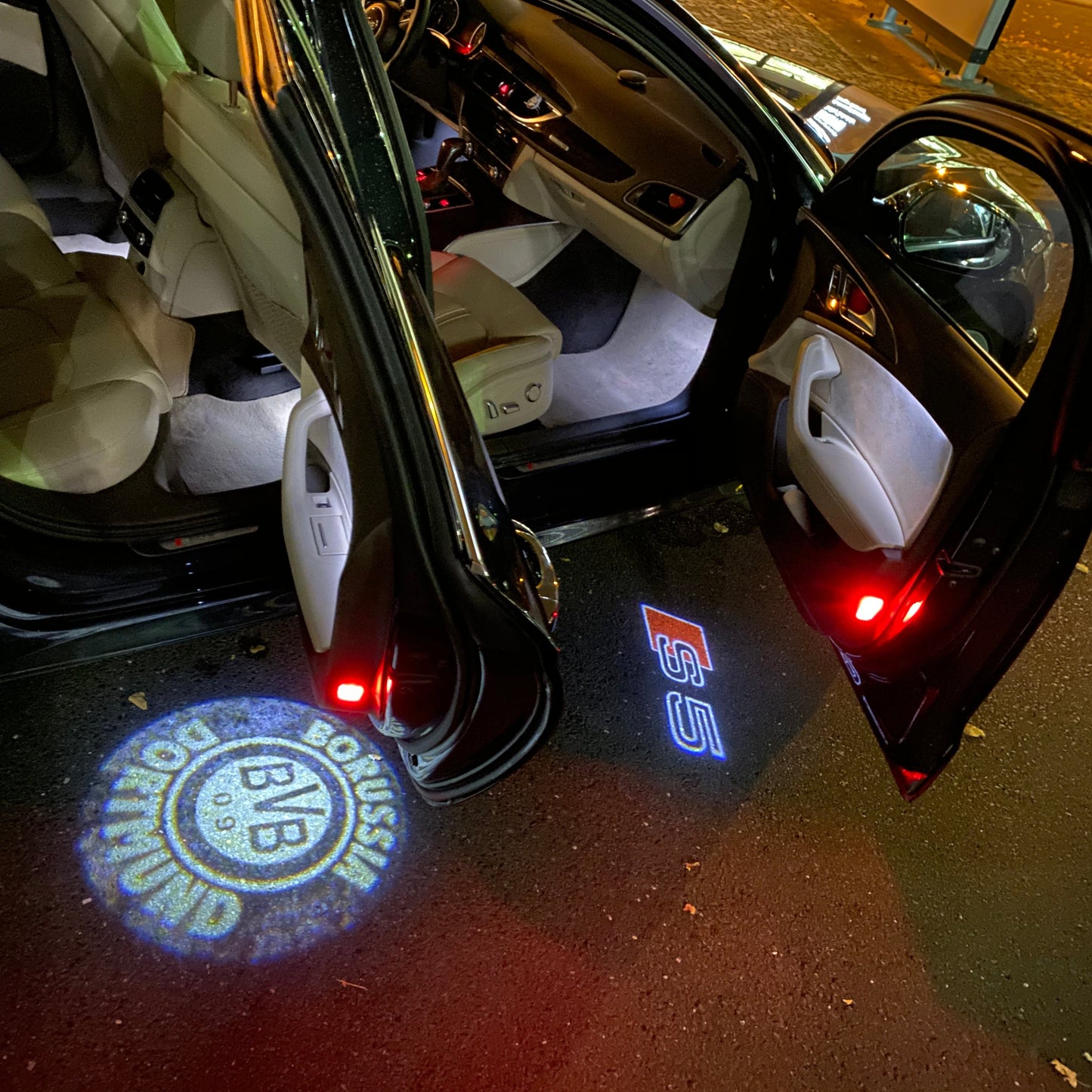 AUDI S5 LOGO PROJECTOT LIGHTS Nr.19 (quantity 1 = 2 Logo Films /2 door lights)