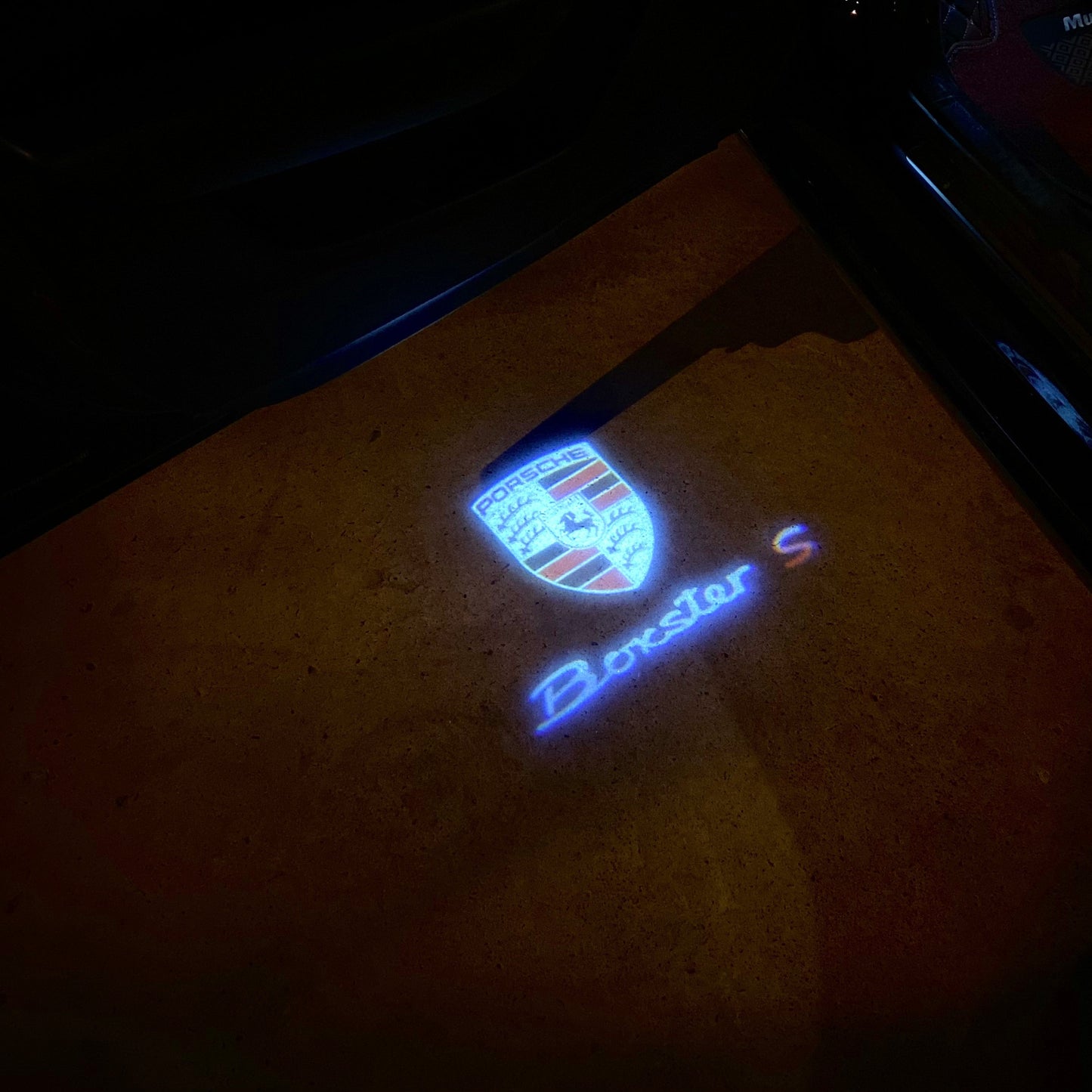 PORSCHE BOXSTER S LOGO PROJECTOT LIGHTS Nr.8053 (quantity 1 = 2 Logo Film / 2 door lights)