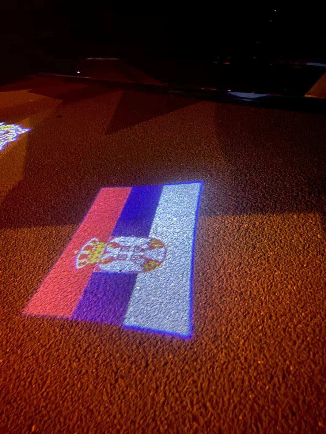 Serbia Република Србија National Flag logo door lights (quantity 1 = 1 sets / 2 logo film / Can replace of lights other logos )
