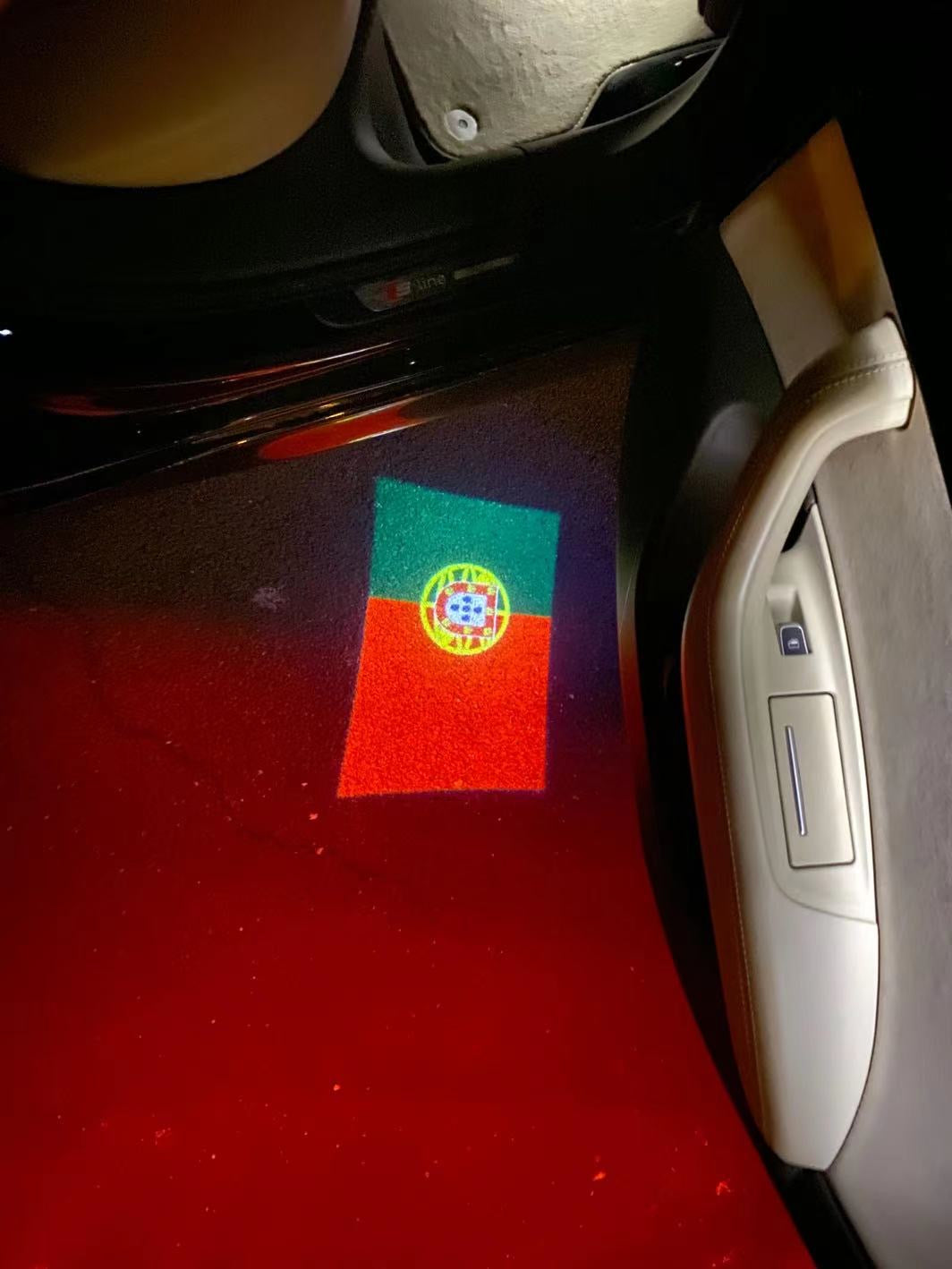 República Portuguesa National Flag logo door lights (quantity 1 = 1 sets / 2 logo film / Can replace of lights other logos )