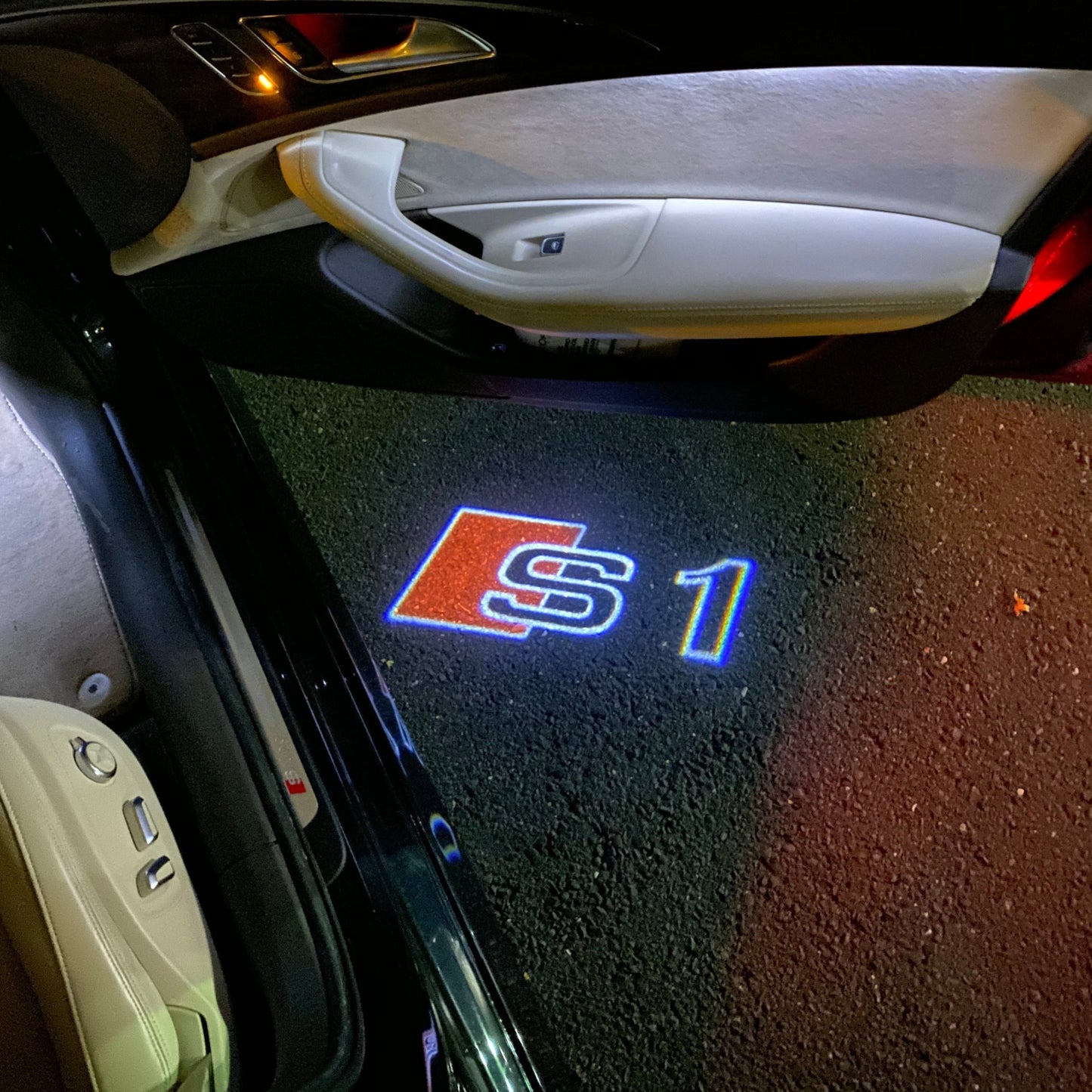 AUDI S1 LOGO PROJECTOT LIGHTS Nr.19 (quantity 1 = 2 Logo Films /2 door lights)
