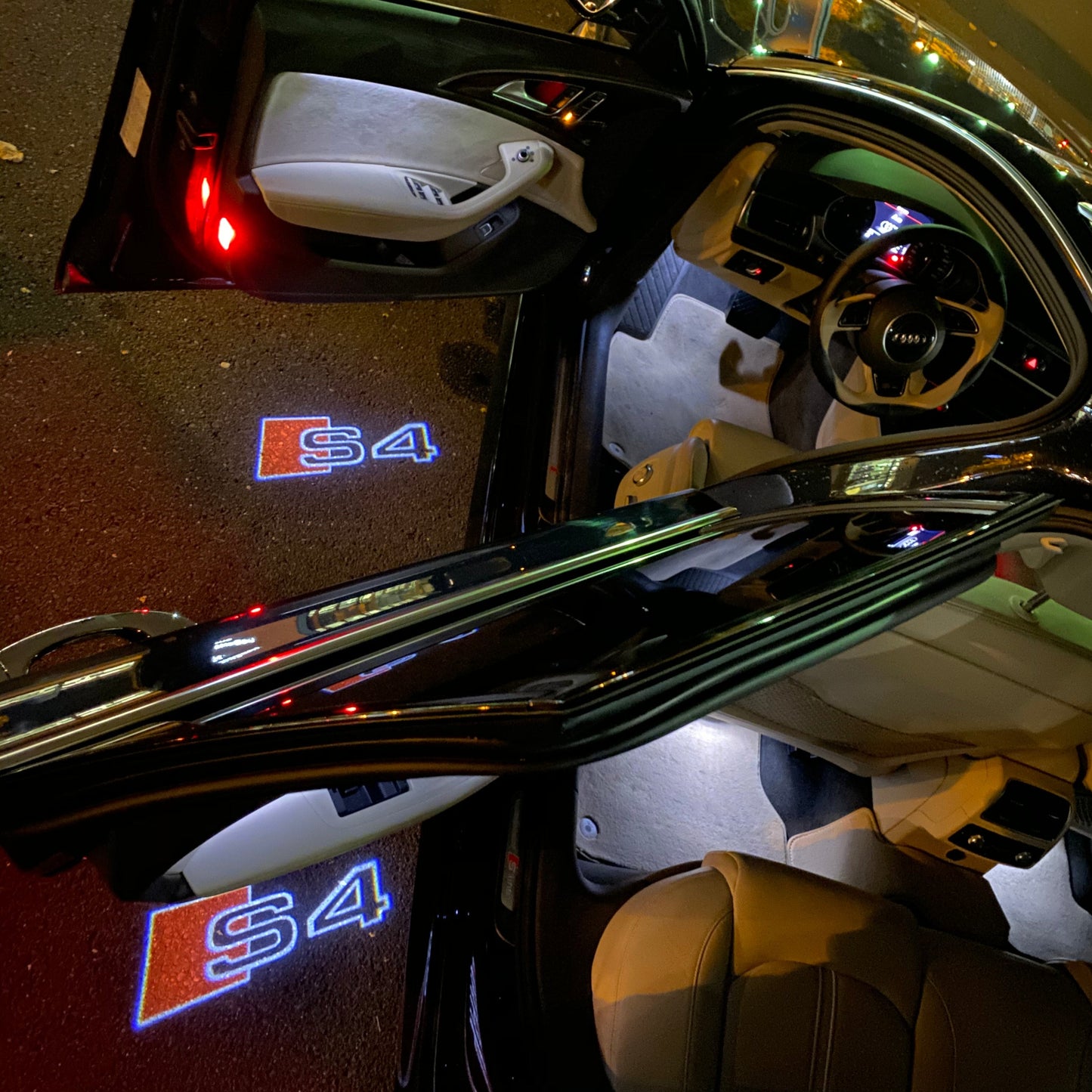 AUDI S4 LOGO PROJECTOT LIGHTS Nr.19 (quantity 1 = 2 Logo Films /2 door lights)