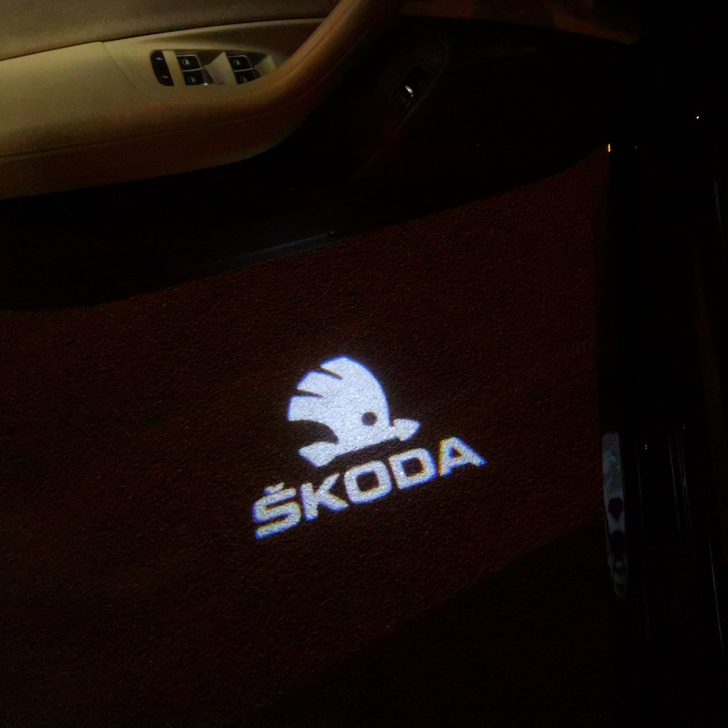 SKODA ORIGINAL LOGO PROJECTOT LIGHTS Nr.10 (quantity 1 = 2 Logo Film / 2 door lights)
