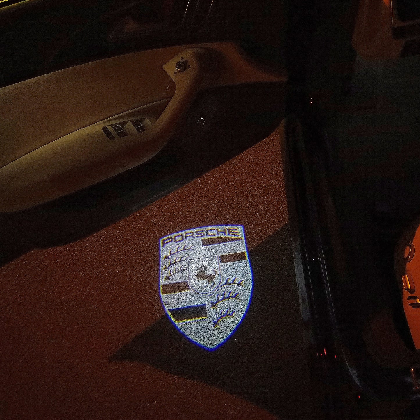 PORSCHE Original LOGO PROJECTOT LIGHTS Nr.06 (quantity 1 = 2 Logo Film / 2 door lights)
