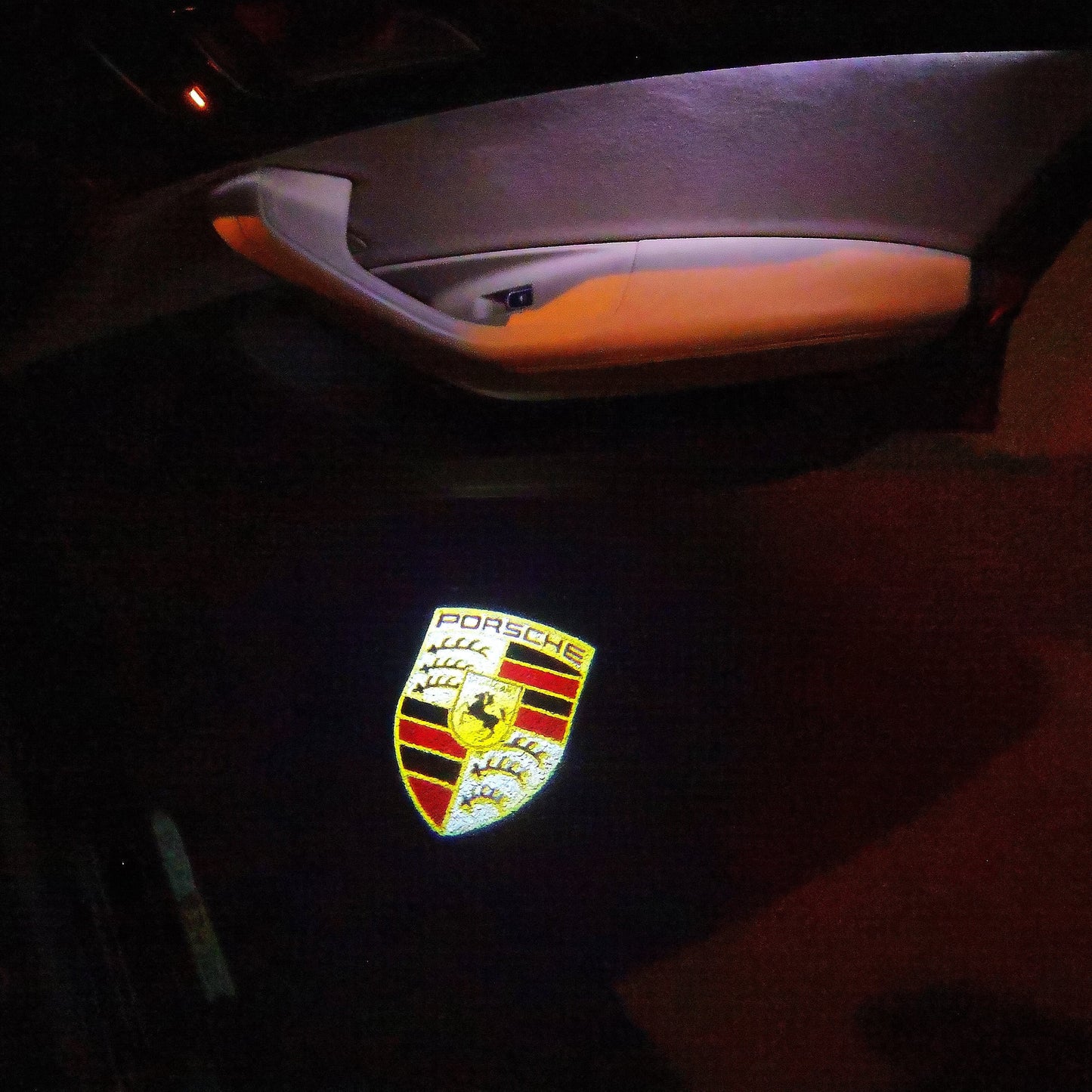 PORSCHE Original LOGO PROJECTOT LIGHTS Nr.8003 (quantity 1 = 2 Logo Film / 2 door lights)