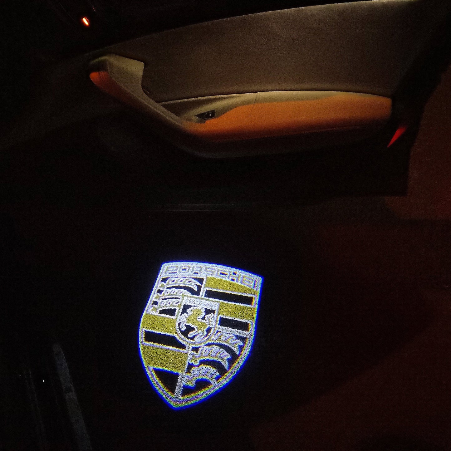 PORSCHE Original LOGO PROJECTOT LIGHTS Nr.01 (quantity 1 = 2 Logo Film / 2 door lights)