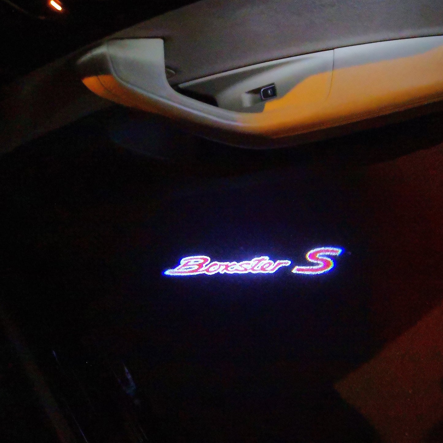 PORSCHE BOXSTER S LOGO PROJECTOT LIGHTS Nr.17 (quantity 1 = 2 Logo Film / 2 door lights)