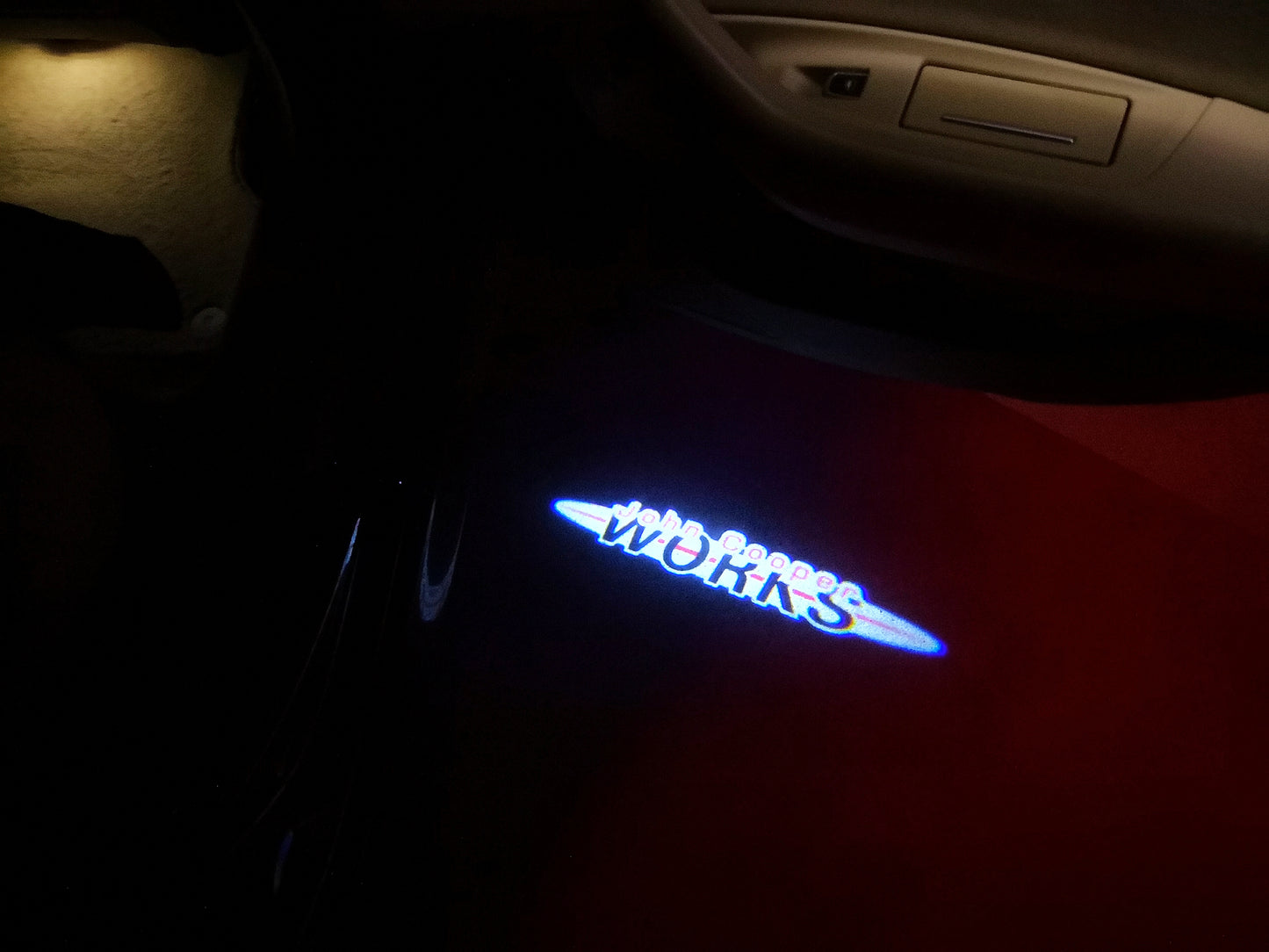 MINI JOHN COOPER WORKS LOGO PROJECROTR LIGHTS Nr.76 (quantity 1 = 2 Logo Film / 2 door lights)