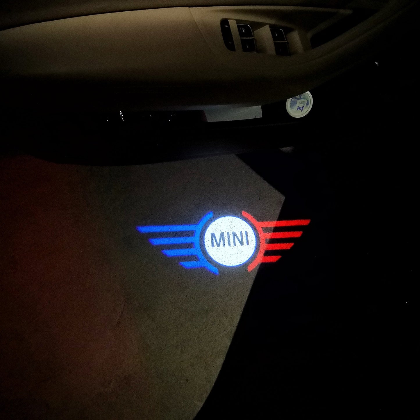 MINI ORIGINAL LOGO PROJECROTR LIGHTS Nr.01 (quantity 1 = 2 Logo Film / 2 door lights)