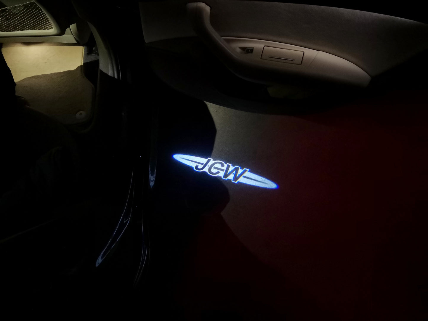 MINI JCW LOGO PROJECROTR LIGHTS Nr.114 (quantity 1 = 2 Logo Film / 2 door lights)