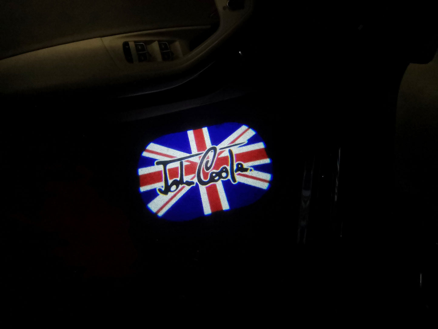 MINI BRITISH NATIONAL FLAG WITH MINI LOGO PROJECROTR LIGHTS Nr.86 (quantity 1 = 2 Logo Film / 2 door lights)