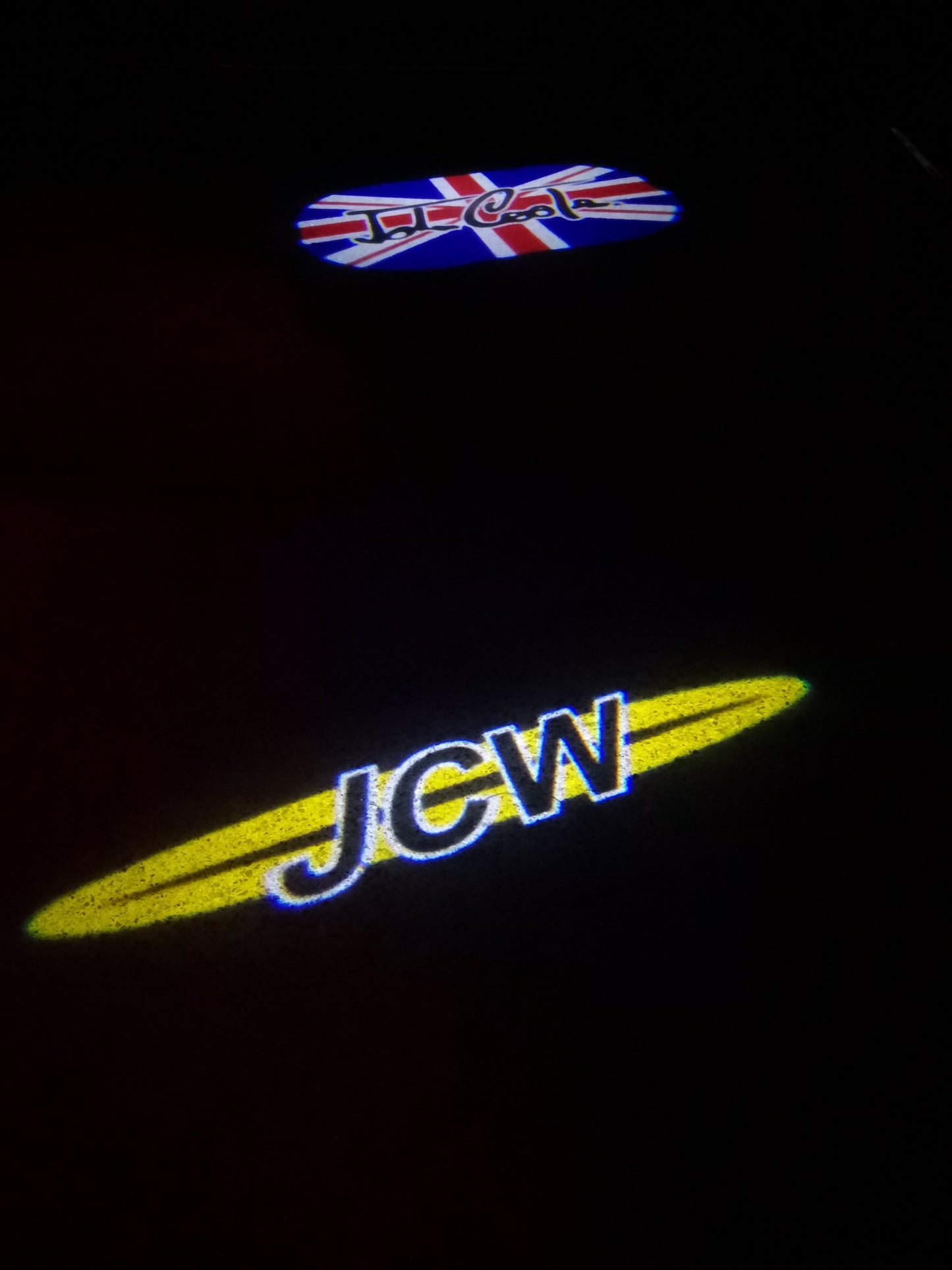 MINI BRITISH NATIONAL FLAG WITH MINI LOGO PROJECROTR LIGHTS Nr.86 (quantity 1 = 2 Logo Film / 2 door lights)