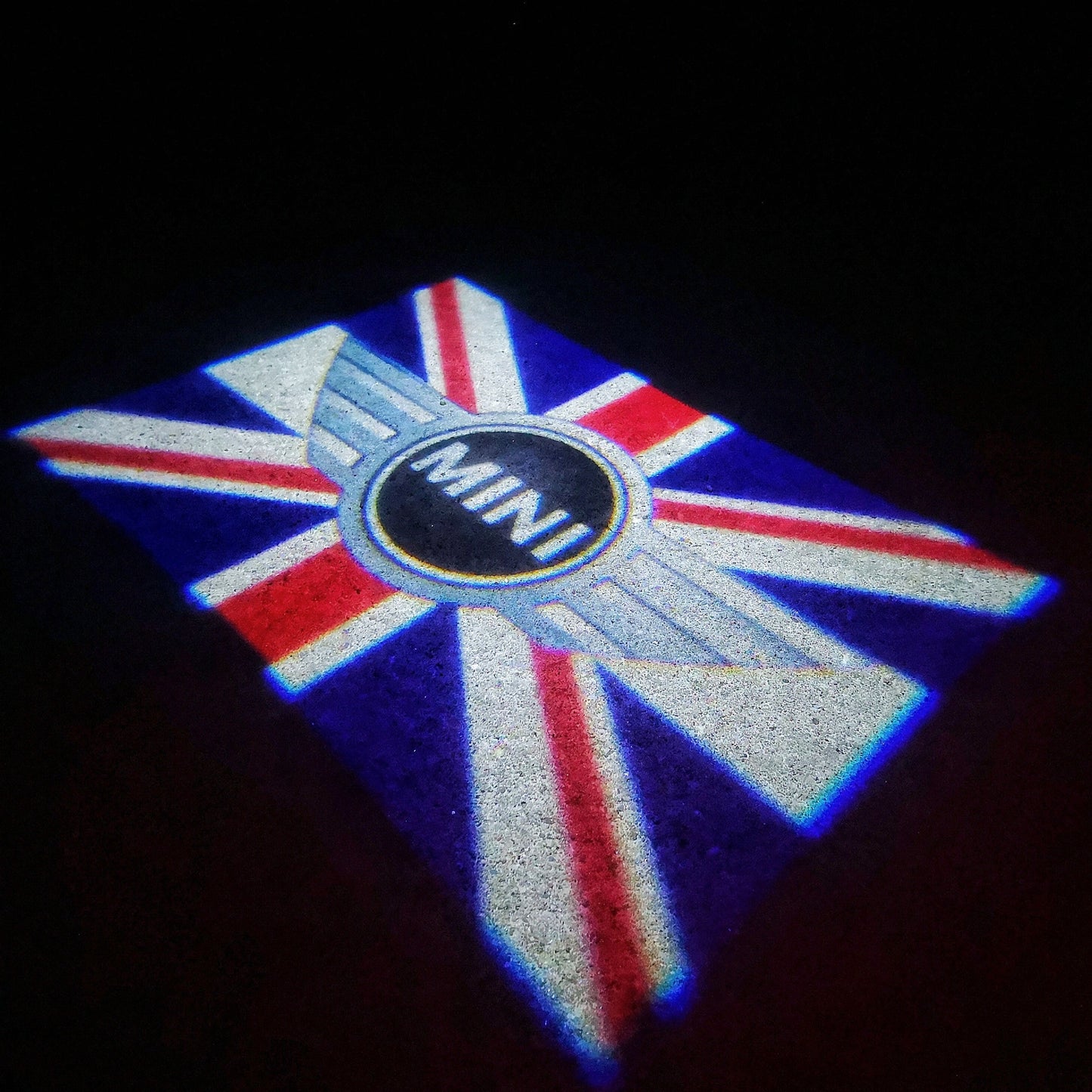 MINI BRITISH NATIONAL FLAG WITH MINI LOGO PROJECROTR LIGHTS Nr.09 (quantity 1 = 2 Logo Film / 2 door lights)