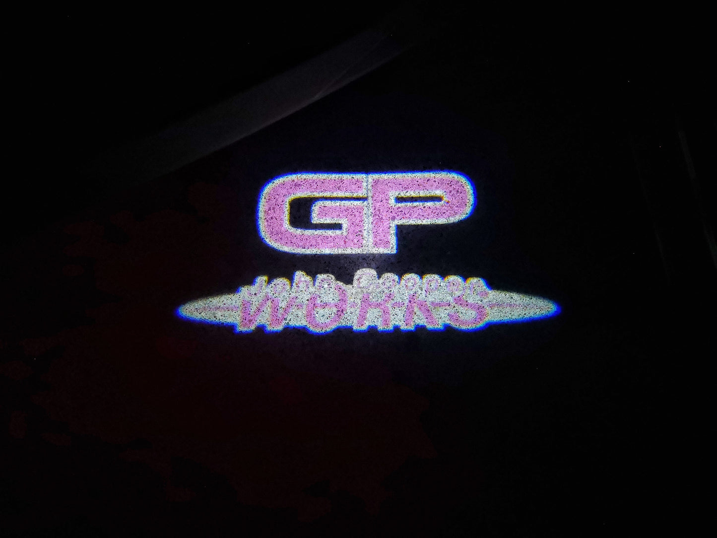 MINI GP JOHN COOPER WORKS LOGO PROJECROTR LIGHTS Nr.158 (quantity 1 = 2 Logo Film / 2 door lights)