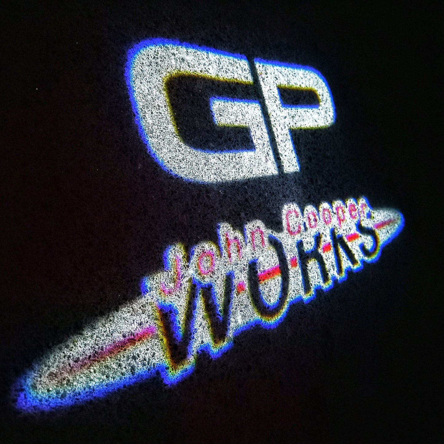 MINI GP JOHN COOPER WORKS LOGO PROJECROTR LIGHTS Nr.159 (quantity 1 = 2 Logo Film / 2 door lights)