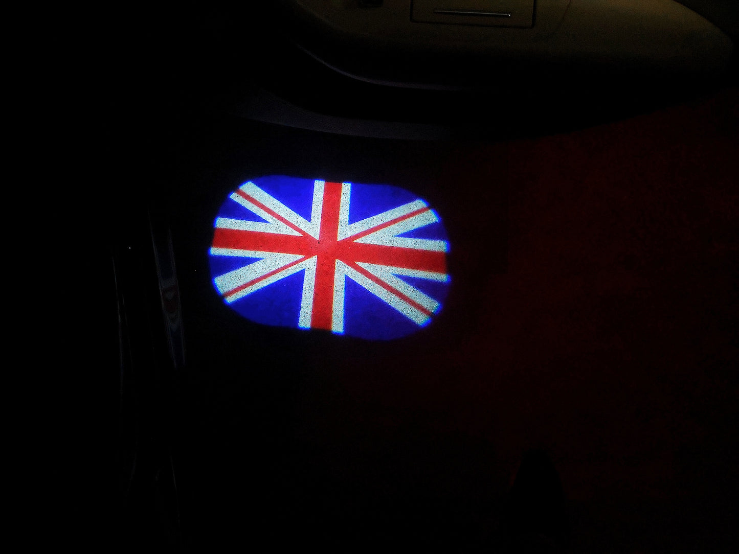 MINI BRITISH NATIONAL FLAG WITH MINI LOGO PROJECROTR LIGHTS Nr.46 (quantity 1 = 2 Logo Film / 2 door lights)