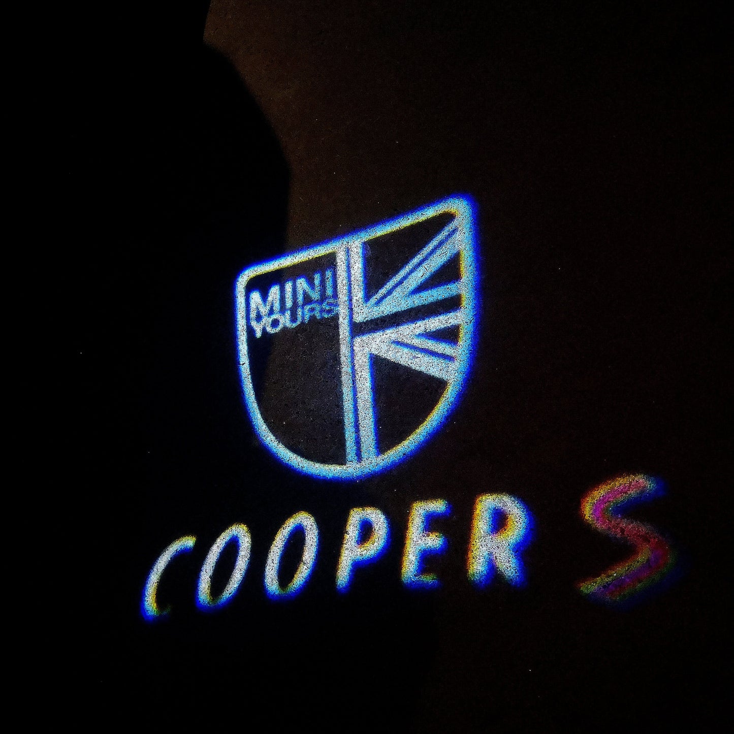 MINI BRITISH NATIONAL FLAG WITH MINI LOGO LOGO PROJECROTR LIGHTS Nr.38 (quantity 1 = 2 Logo Film / 2 door lights)