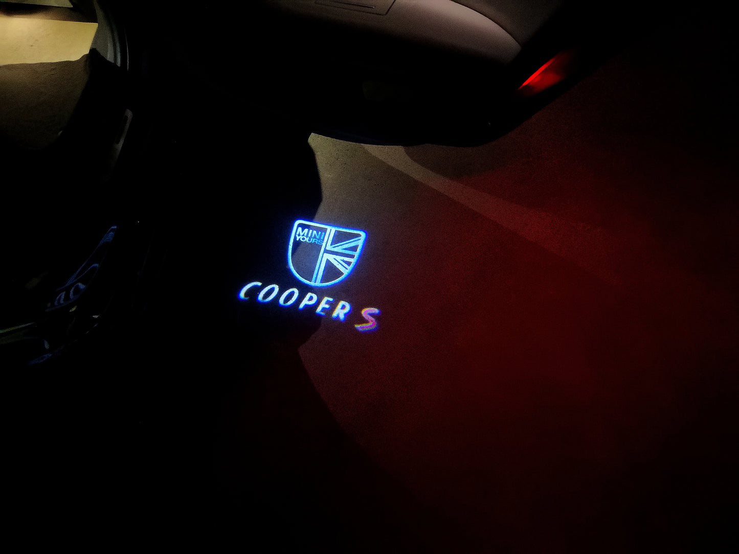 MINI BRITISH NATIONAL FLAG WITH MINI LOGO LOGO PROJECROTR LIGHTS Nr.38 (quantity 1 = 2 Logo Film / 2 door lights)