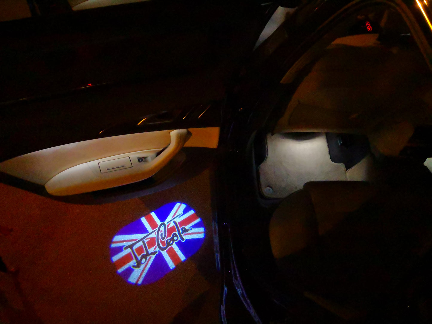 MINI BRITISH NATIONAL FLAG WITH MINI LOGO PROJECROTR LIGHTS Nr.86 (quantity 1 = 2 Logo Film / 2 door lights)