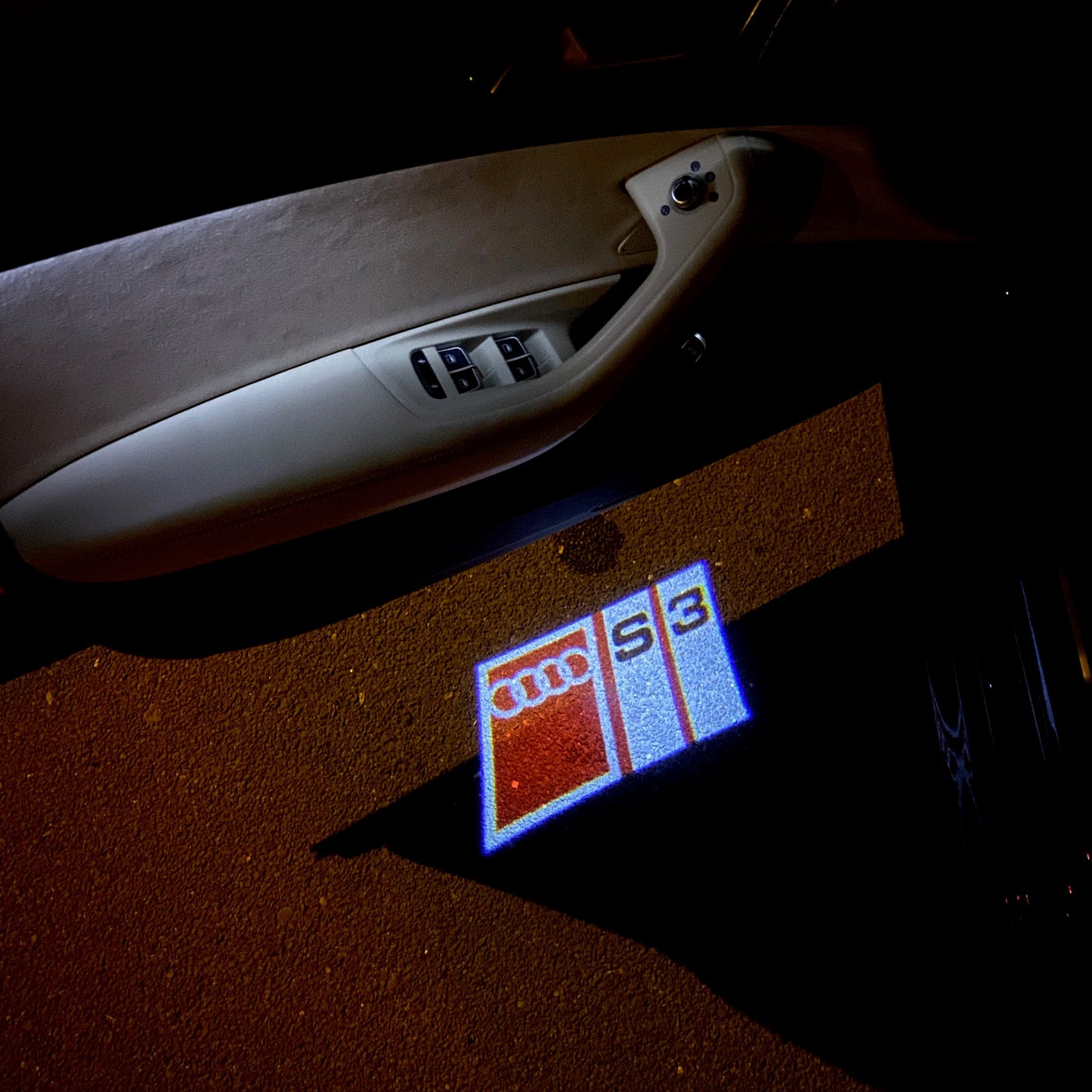 AUDI S3 LOGO PROJECTOT LIGHTS Nr.153 (quantity 1 = 2 Logo Films /2 door lights)