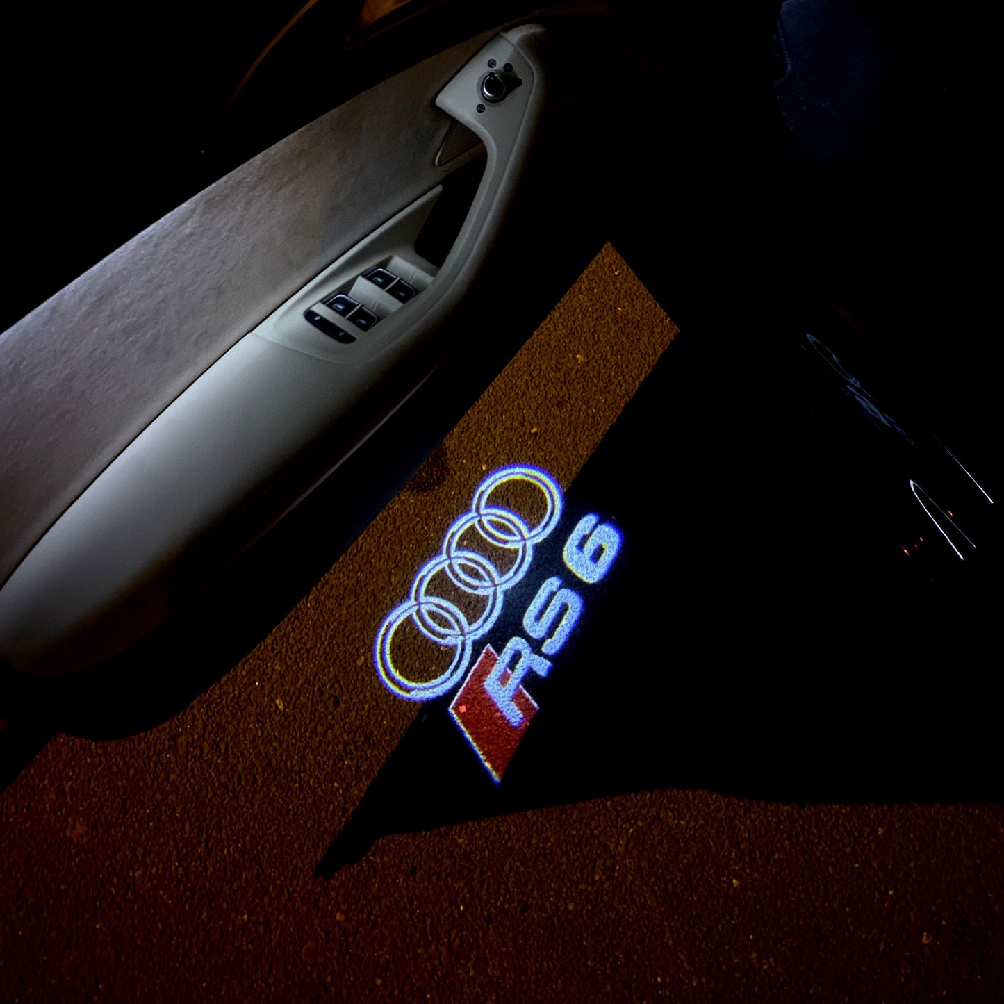 AUDI RS6 LOGO PROJECTOT LIGHTS Nr.137 (quantity 1 = 2 Logo Films /2 door lights)