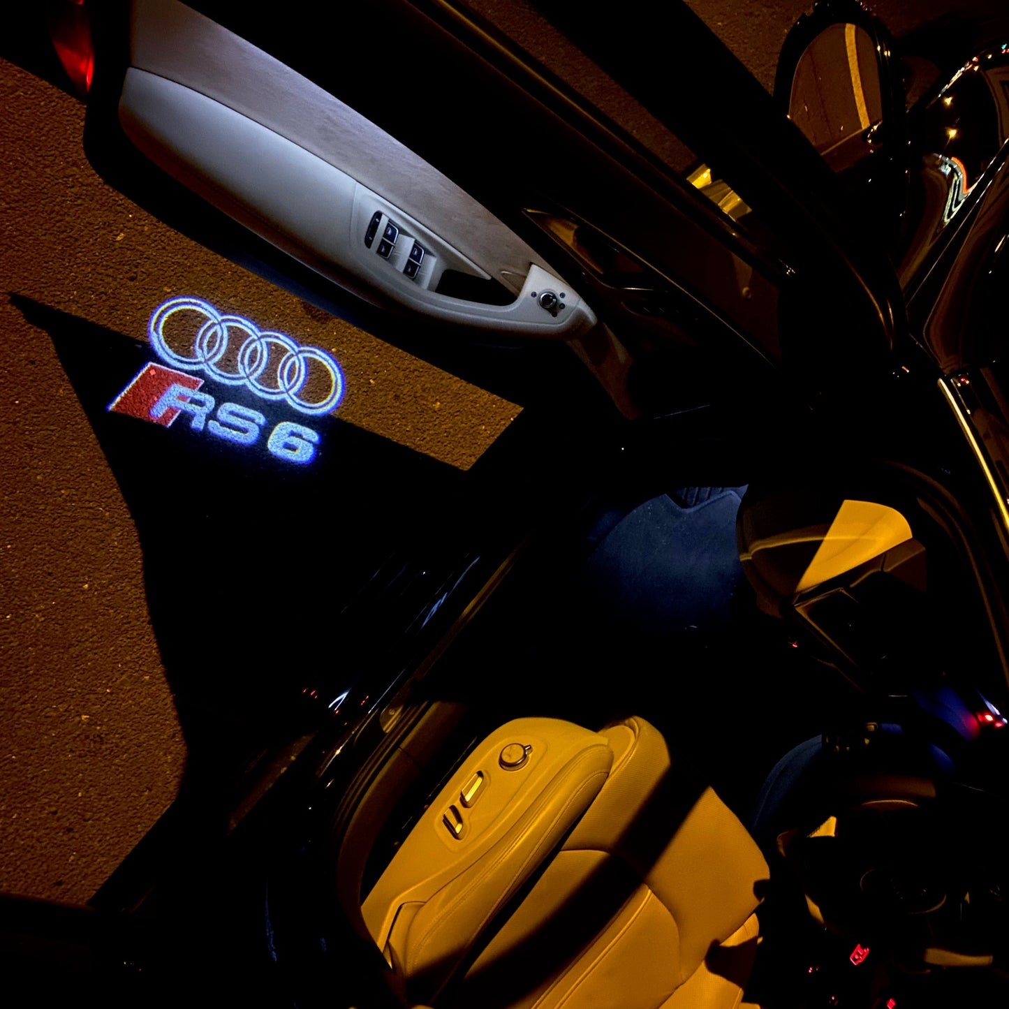 AUDI RS6 LOGO PROJECTOT LIGHTS Nr.137 (quantity 1 = 2 Logo Films /2 door lights)