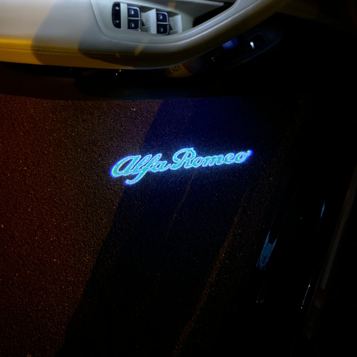 Alfa Romeo BLUE COLOR LOGO PROJECTOT LIGHTS Nr.07 (quantity 1 = 2 Logo Film / 2 door lights)